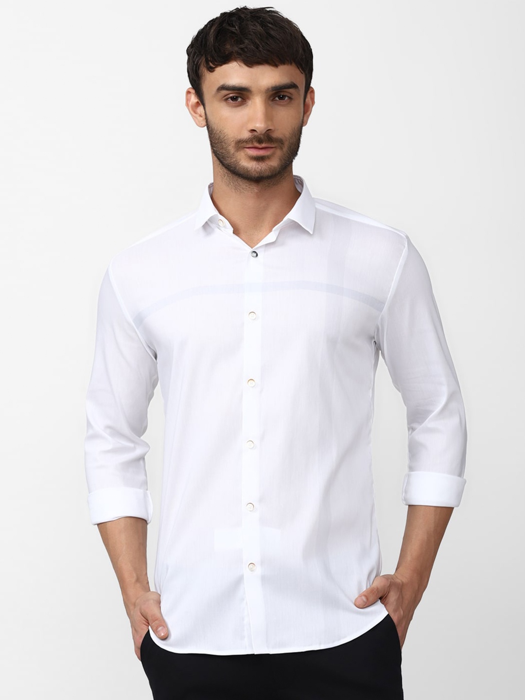 

V Dot Men Slim Fit Formal Shirt, White