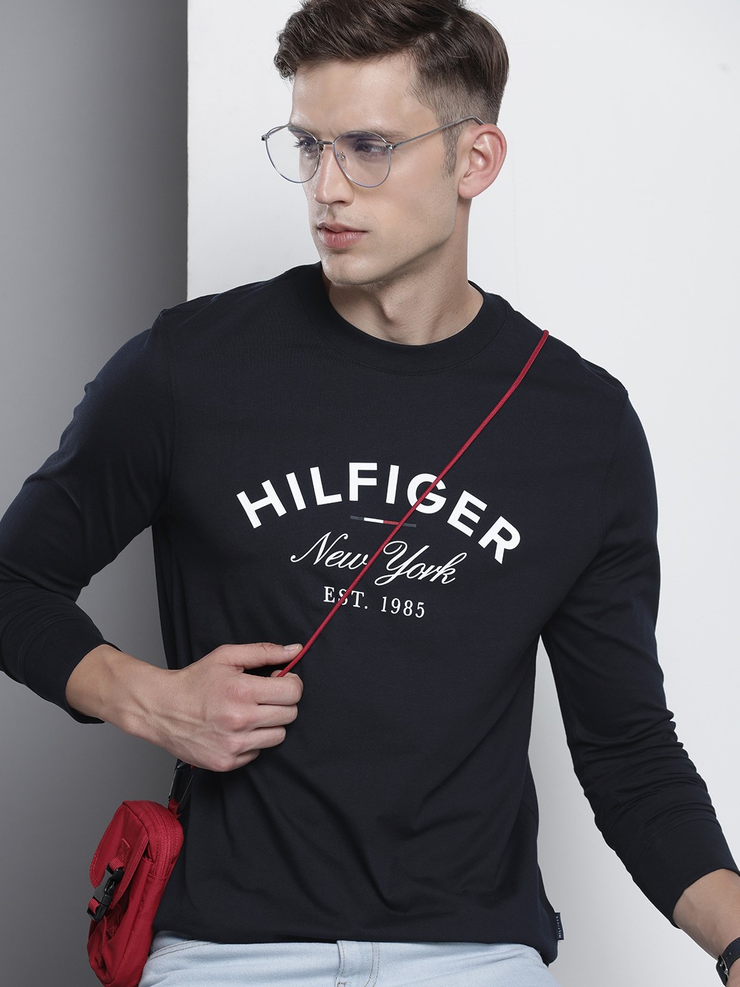 

Tommy Hilfiger Brand Logo Printed Pure Cotton T-shirt, Navy blue