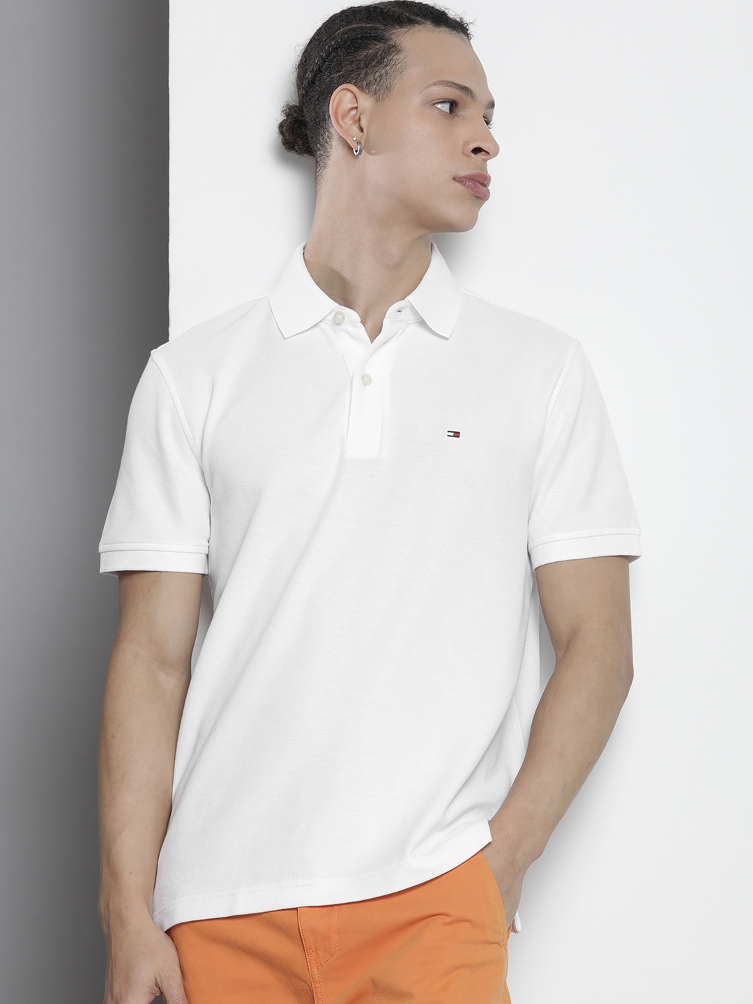 

Tommy Hilfiger Men Solid Polo Collar T-shirt, White