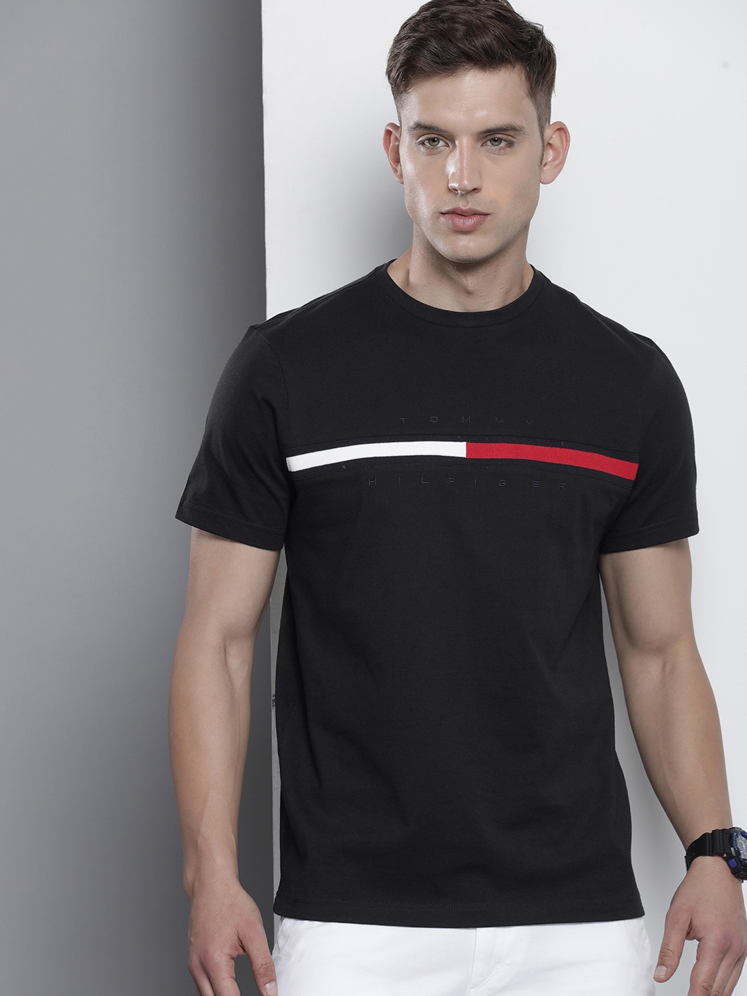 

Tommy Hilfiger Striped Pure Cotton T-shirt, Black