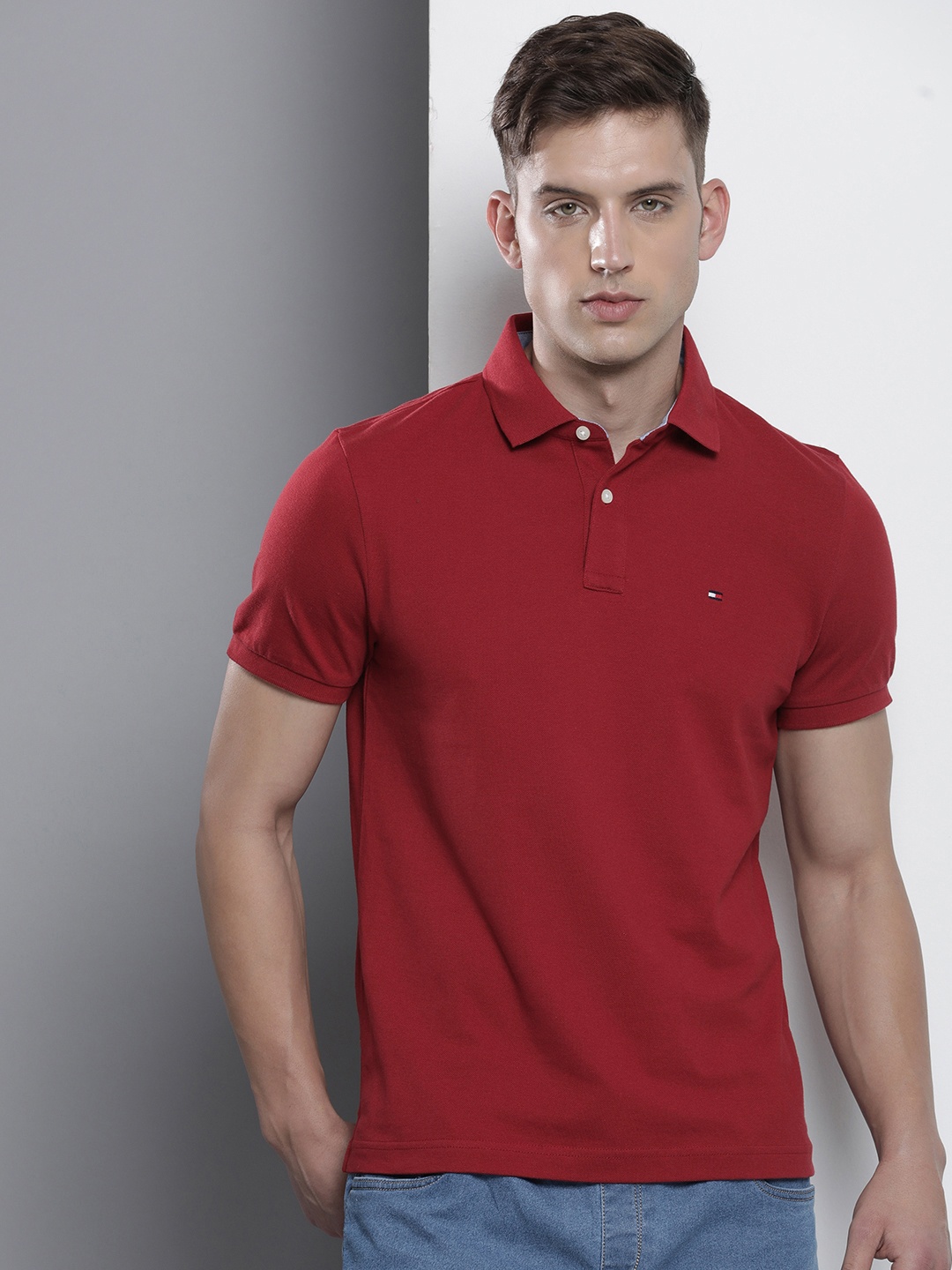 

Tommy Hilfiger Polo Collar Pure Cotton T-shirt, Maroon