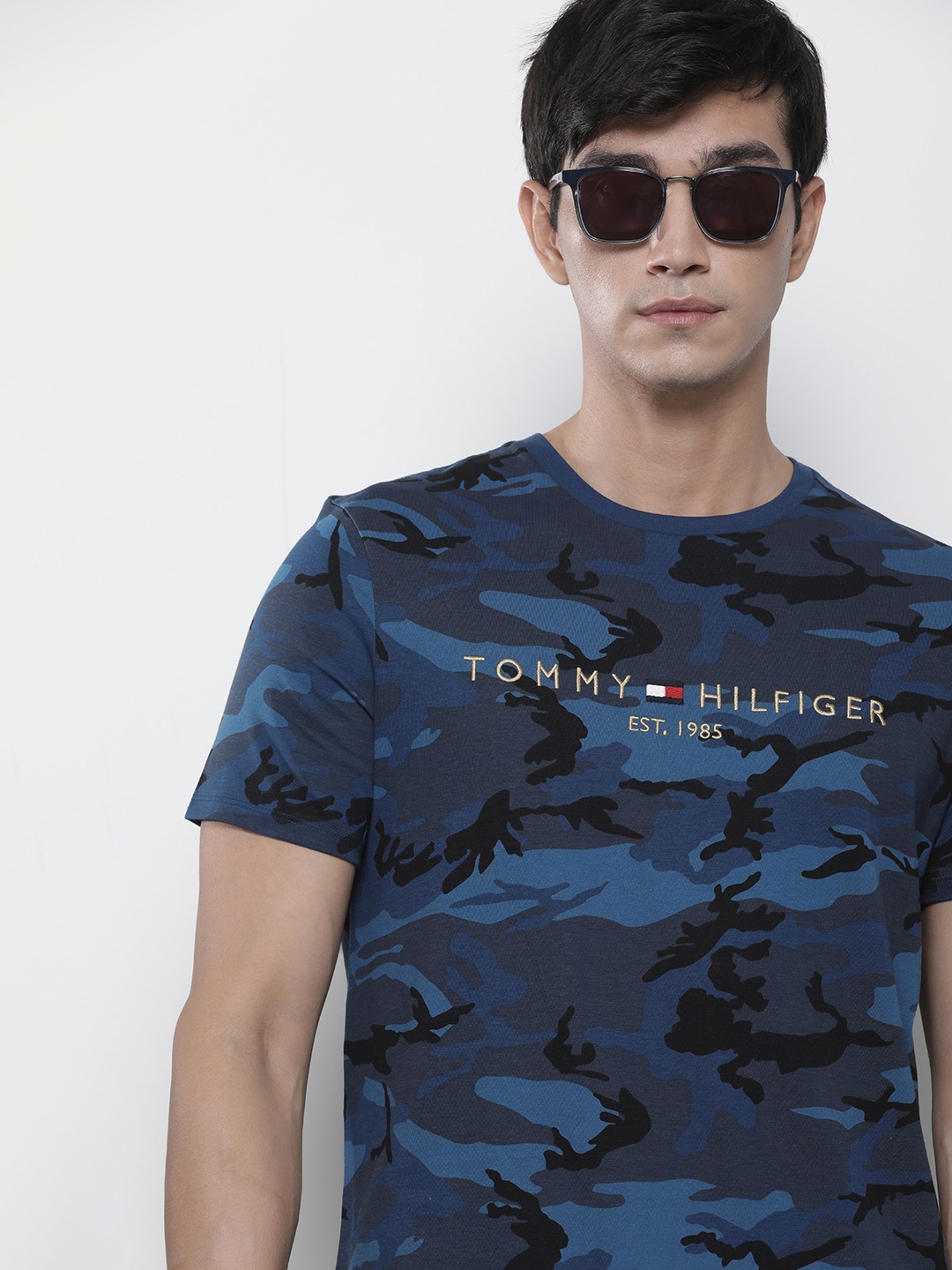 

Tommy Hilfiger Camouflage Printed Pure Cotton T-shirt, Blue
