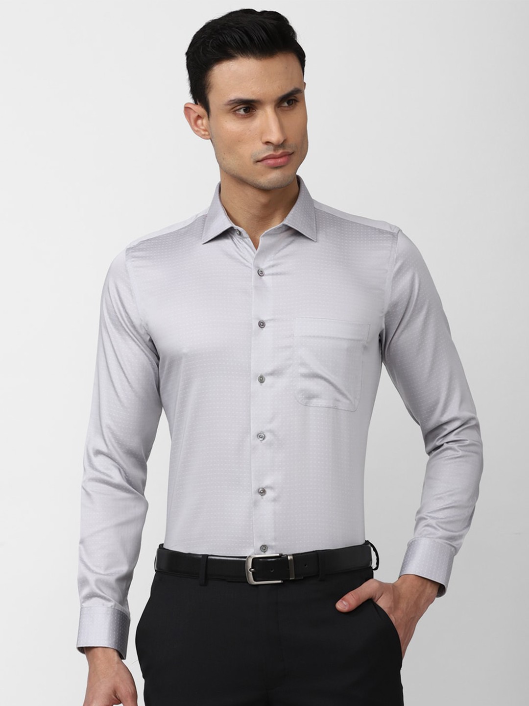 

Van Heusen Men Cotton Slim Fit Formal Shirt, Grey