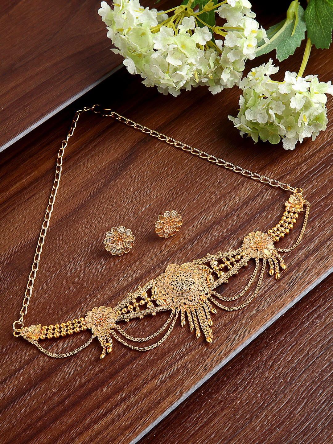 

Kennice Gold-Plated Necklace & Earring Jewellery Set