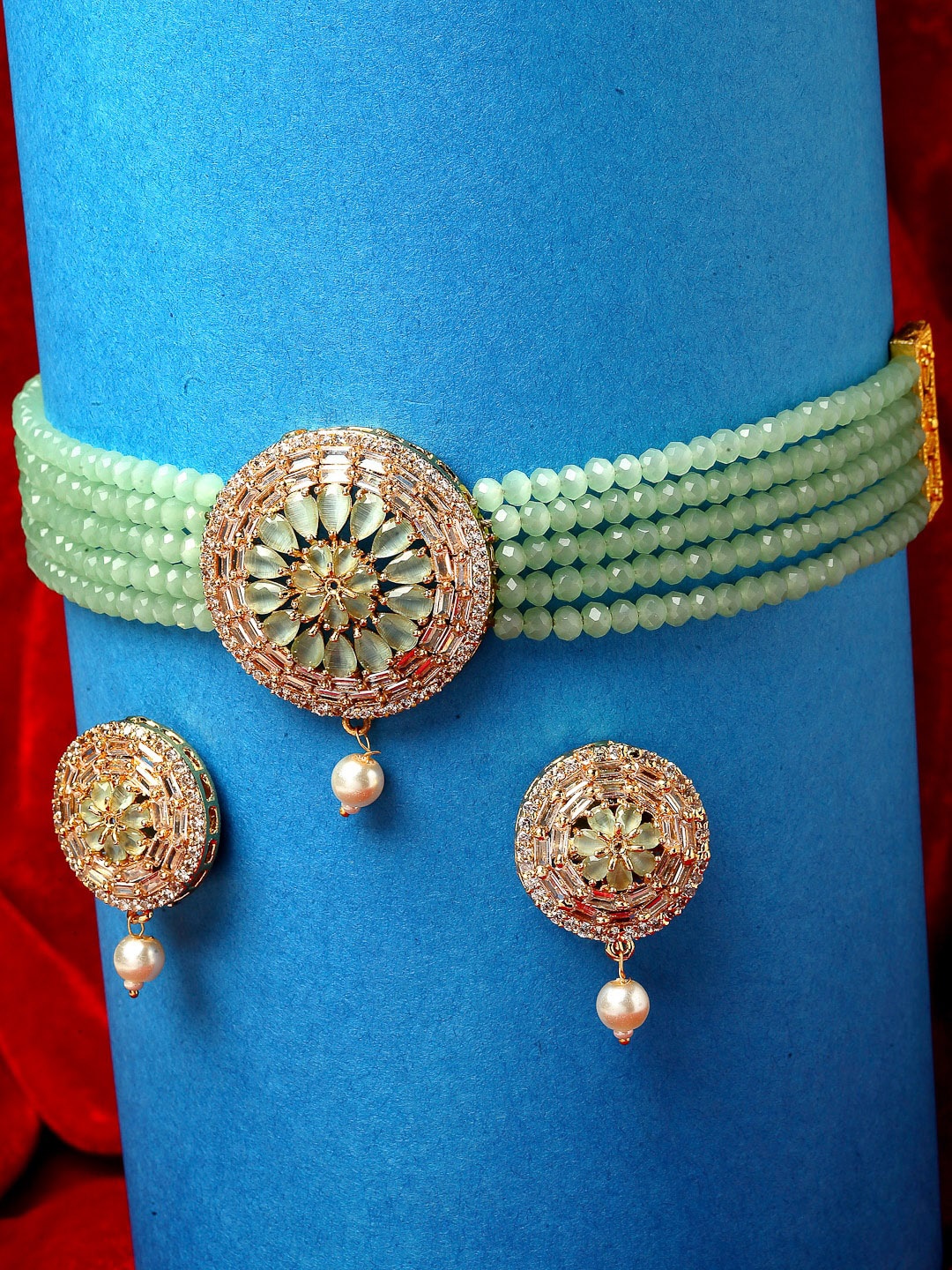 

Kennice AD-Studded & Beaded Jewellery Set, Gold