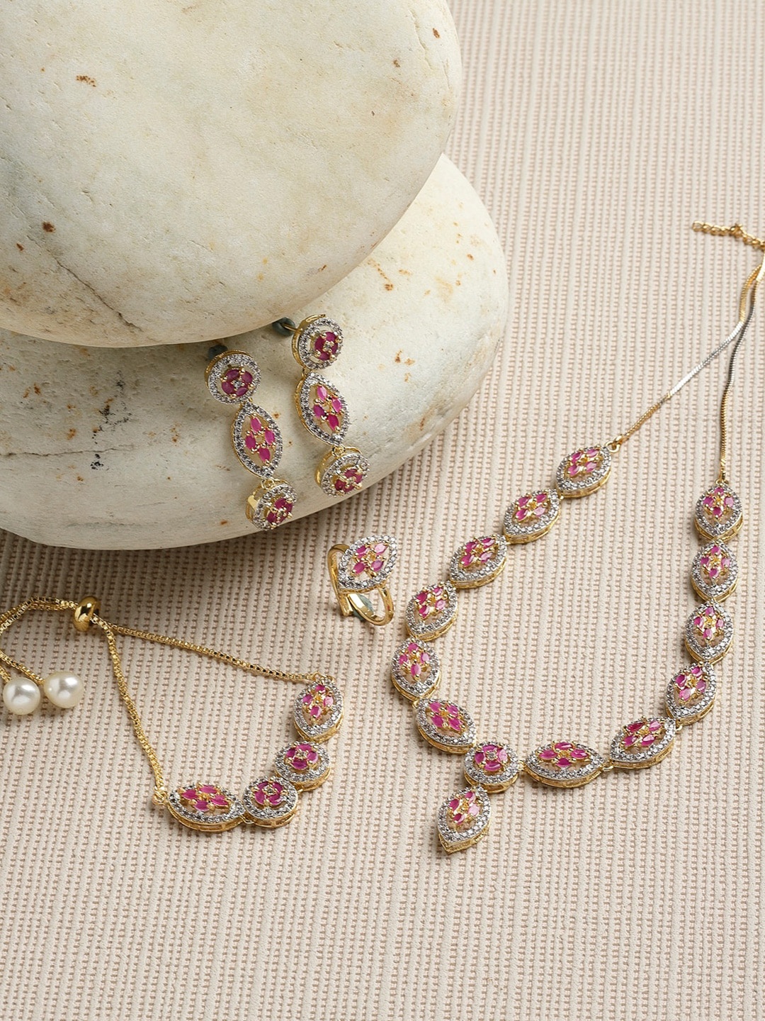 

Kennice Gold-Plated AD-Studded Jewellery Set