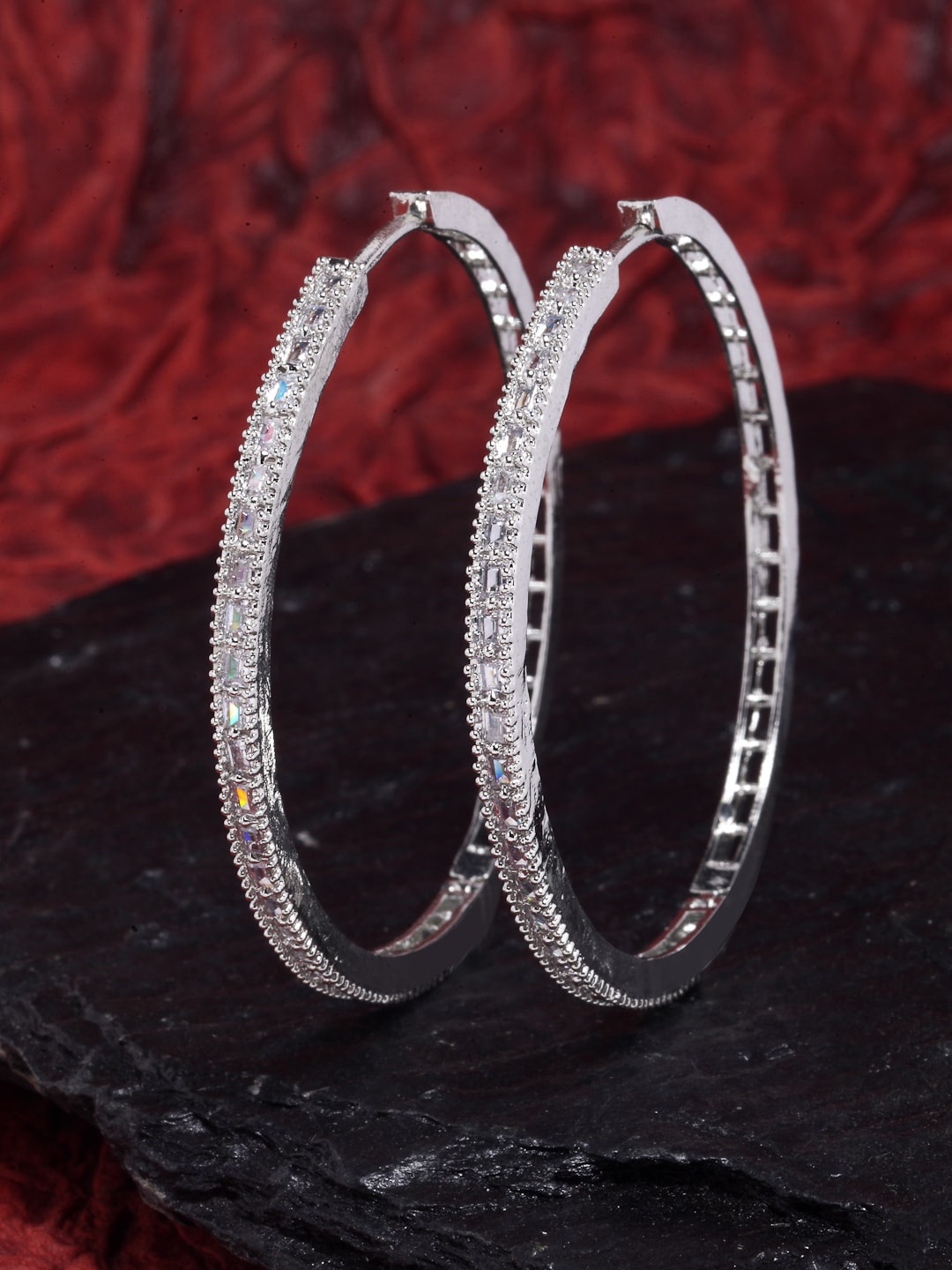 

Kennice Silver-Plated Circular Hoop Earrings, White