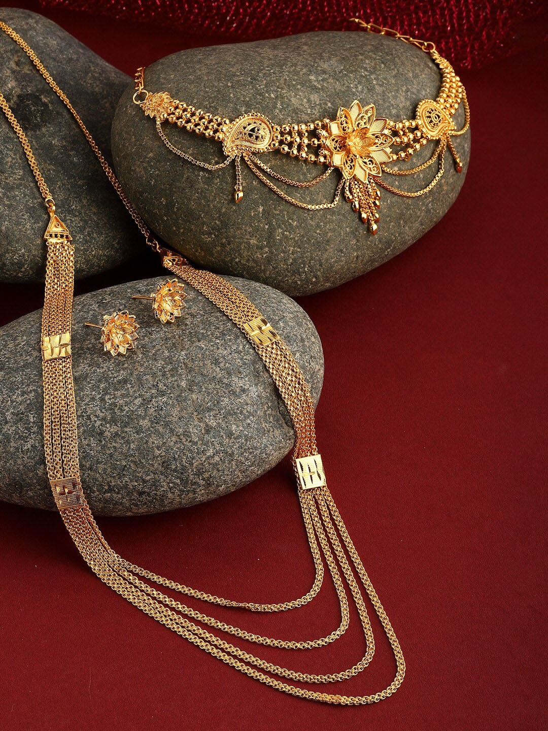 

Kennice Layered Temple Jewellery Set, Gold