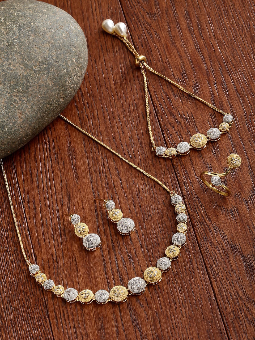 

Kennice Gold-Plated CZ Studded Jewellery Set
