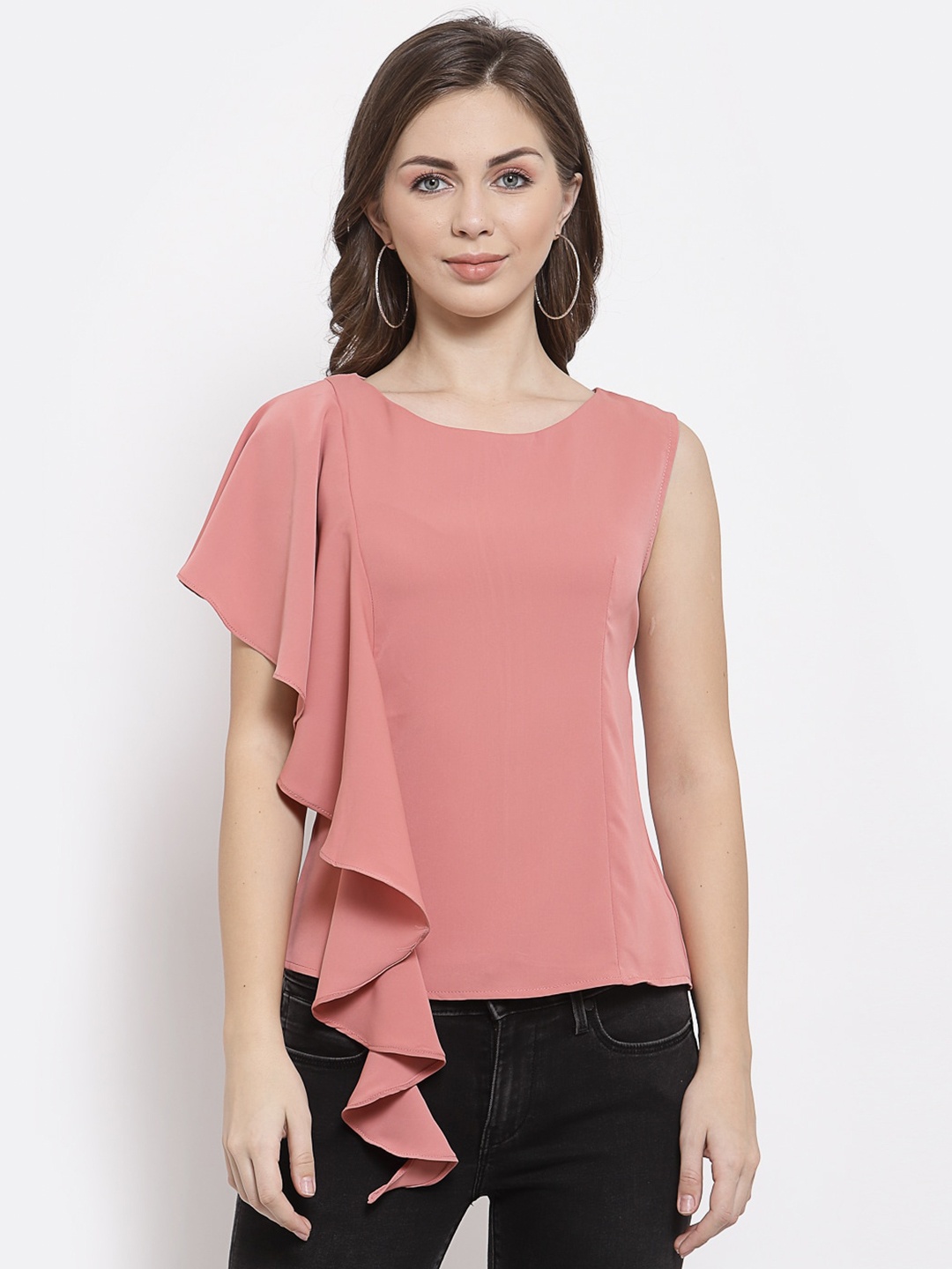 

Mafadeny Ruffle Sleeve Regular Top, Pink