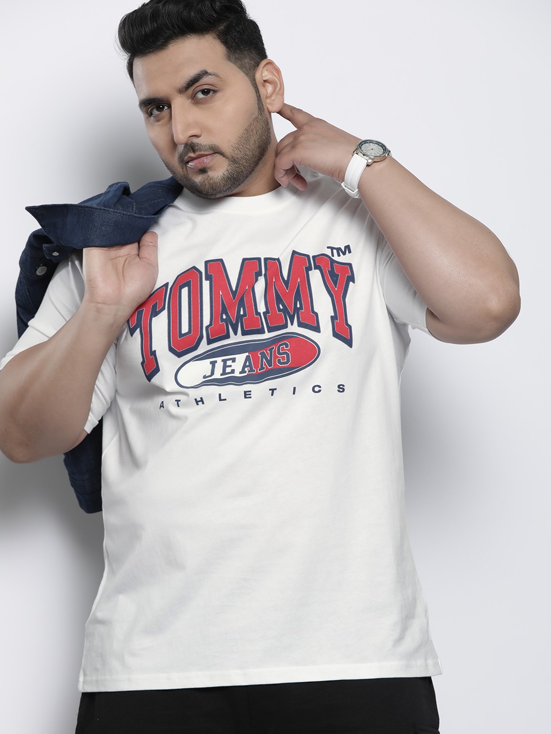 

Tommy Hilfiger Plus Size Brand Logo Printed Pure Cotton T-shirt, White