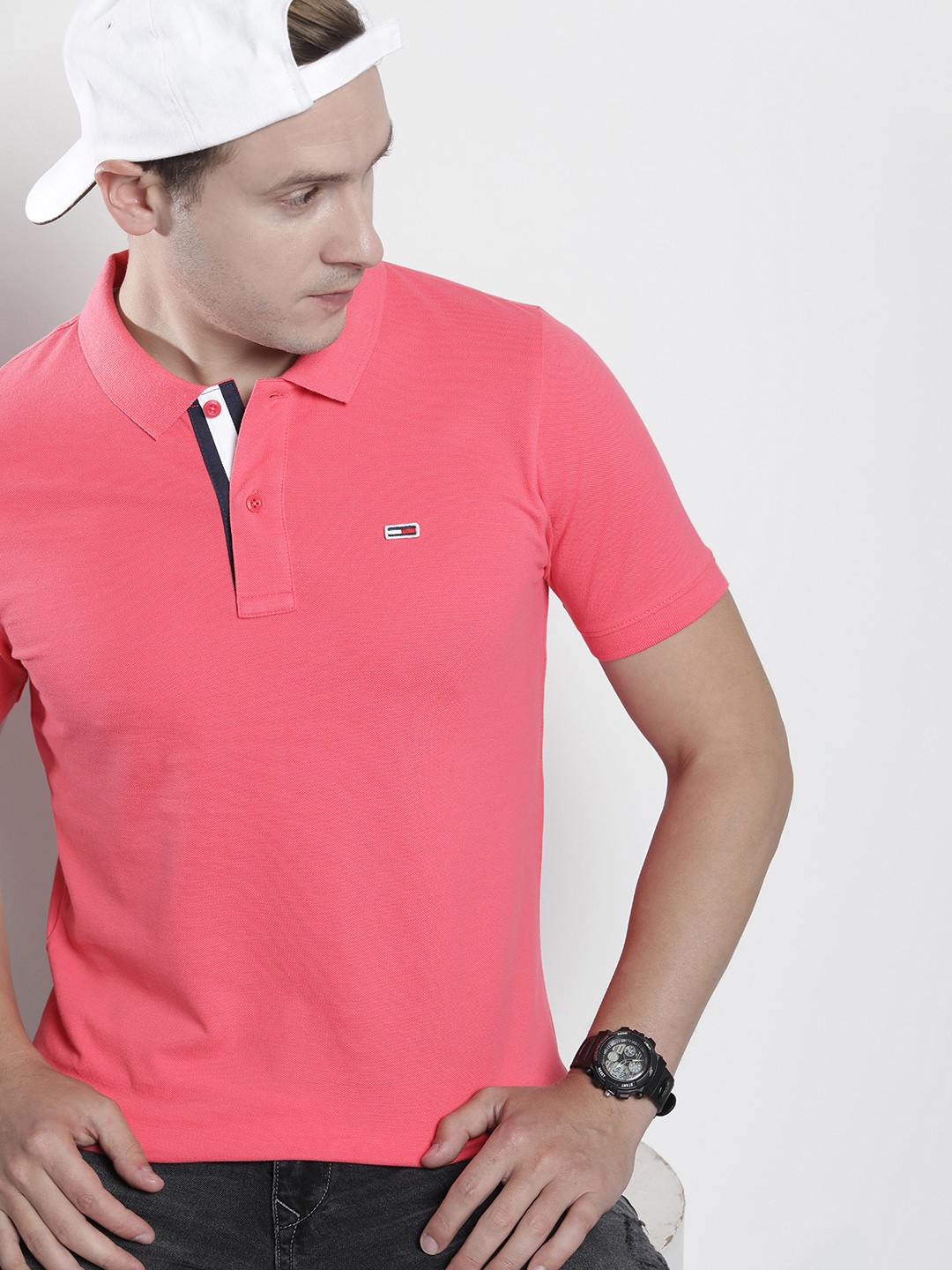 

Tommy Hilfiger Polo Collar Pure Cotton Slim Fit T-shirt, Pink