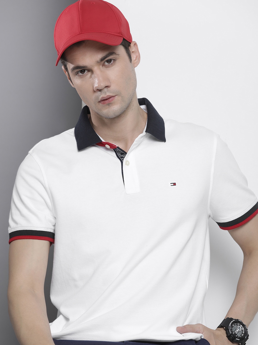 

Tommy Hilfiger Contrast Polo Collar Pure Cotton T-shirt, White