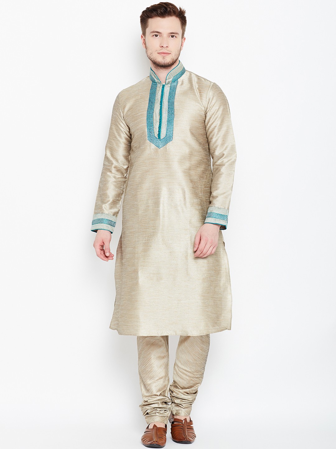 

Manyavar Men Beige Solid Kurta with Pyjamas