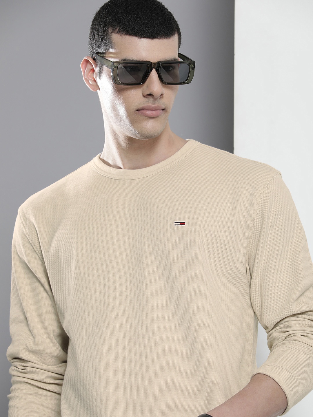 

Tommy Hilfiger Men Long Sleeves Pure Cotton Sustainable T-shirt, Beige