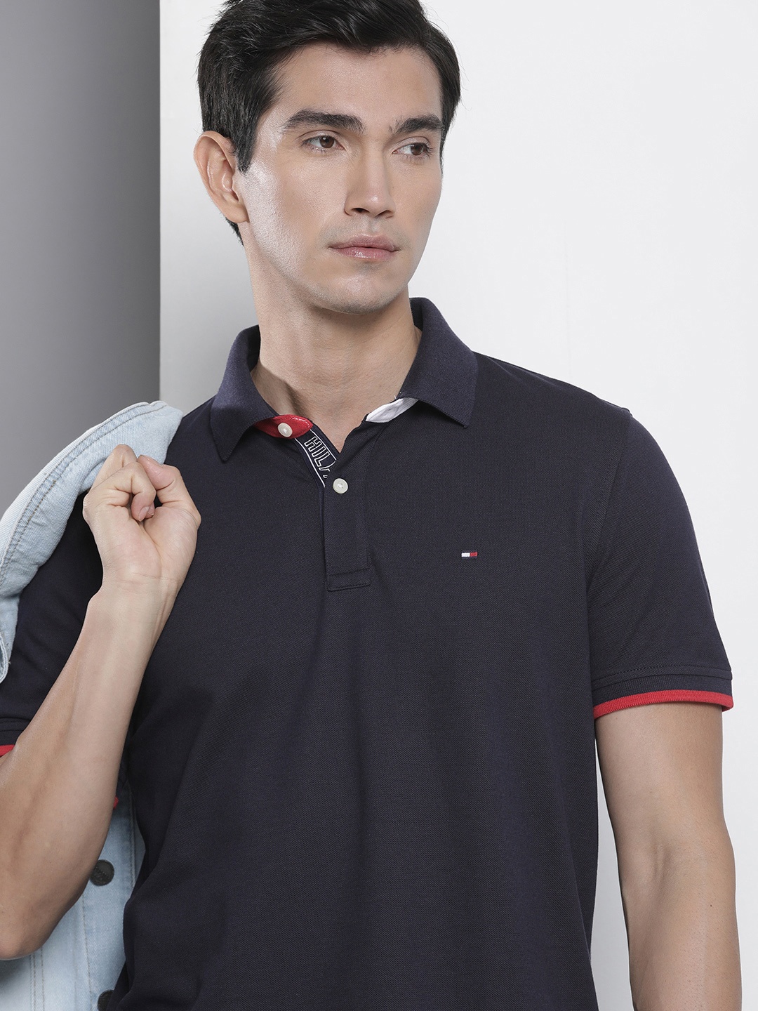 

Tommy Hilfiger Pure Cotton Polo Collar T-shirt, Navy blue