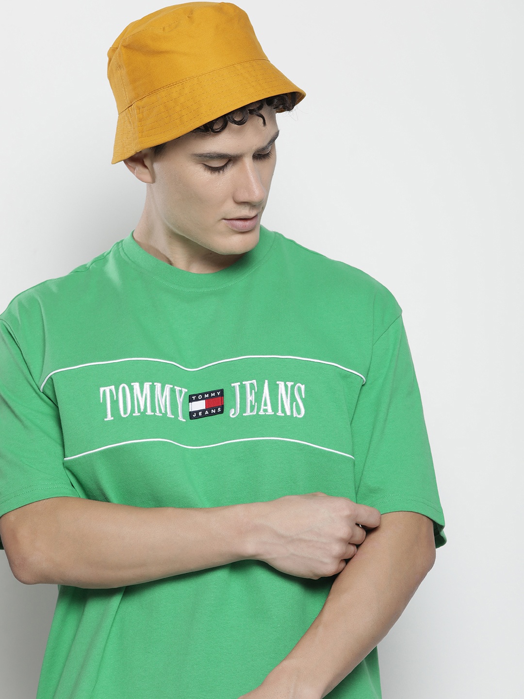 

Tommy Hilfiger Men Pure Cotton Brand Logo Printed T-shirt, Green