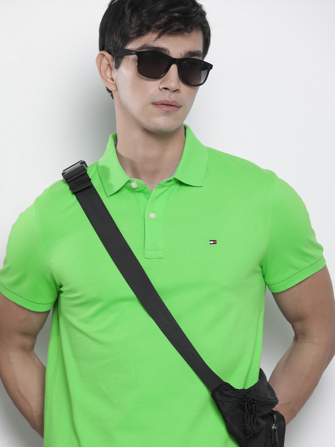

Tommy Hilfiger Polo Collar Pure Cotton T-shirt, Fluorescent green