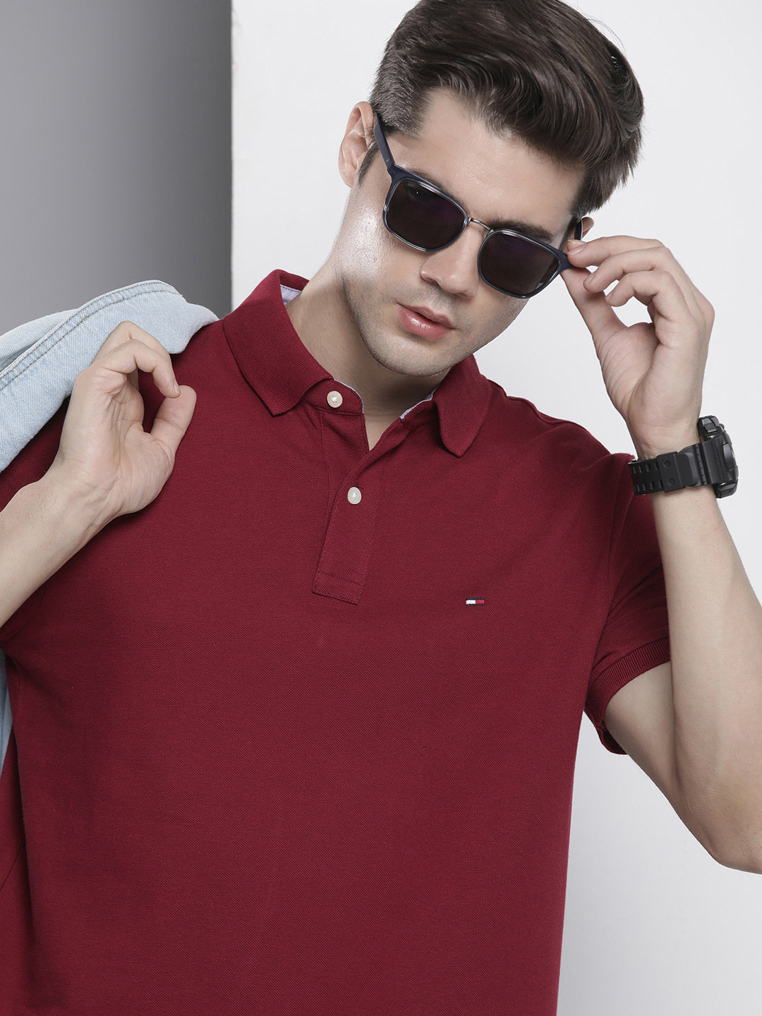 

Tommy Hilfiger Polo Collar Pure Cotton T-shirt, Maroon