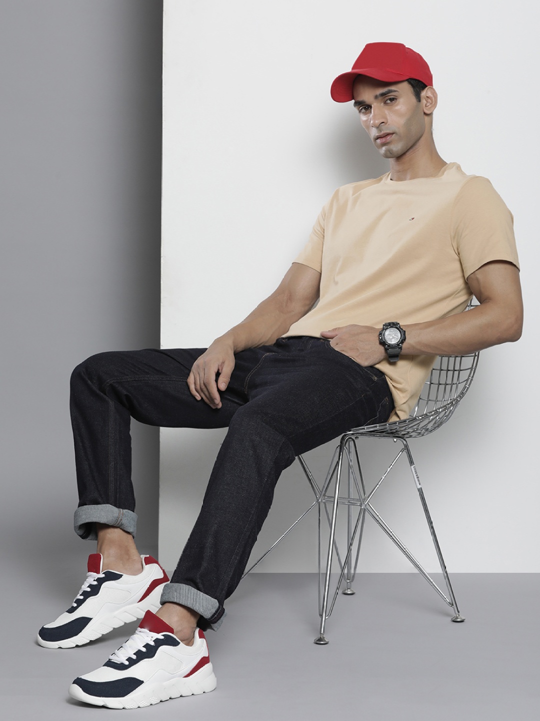 

Tommy Hilfiger Men Pure Cotton Round Neck Solid T-shirt, Khaki