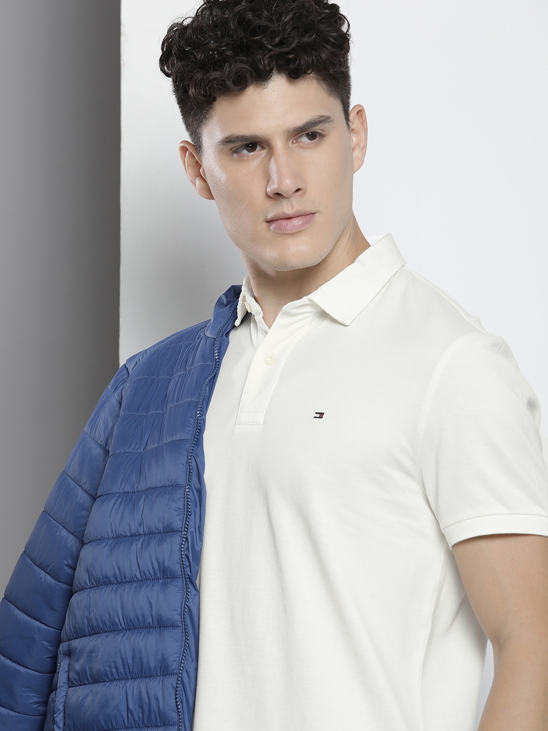 

Tommy Hilfiger Men Pure Cotton Polo Collar T-shirt, White