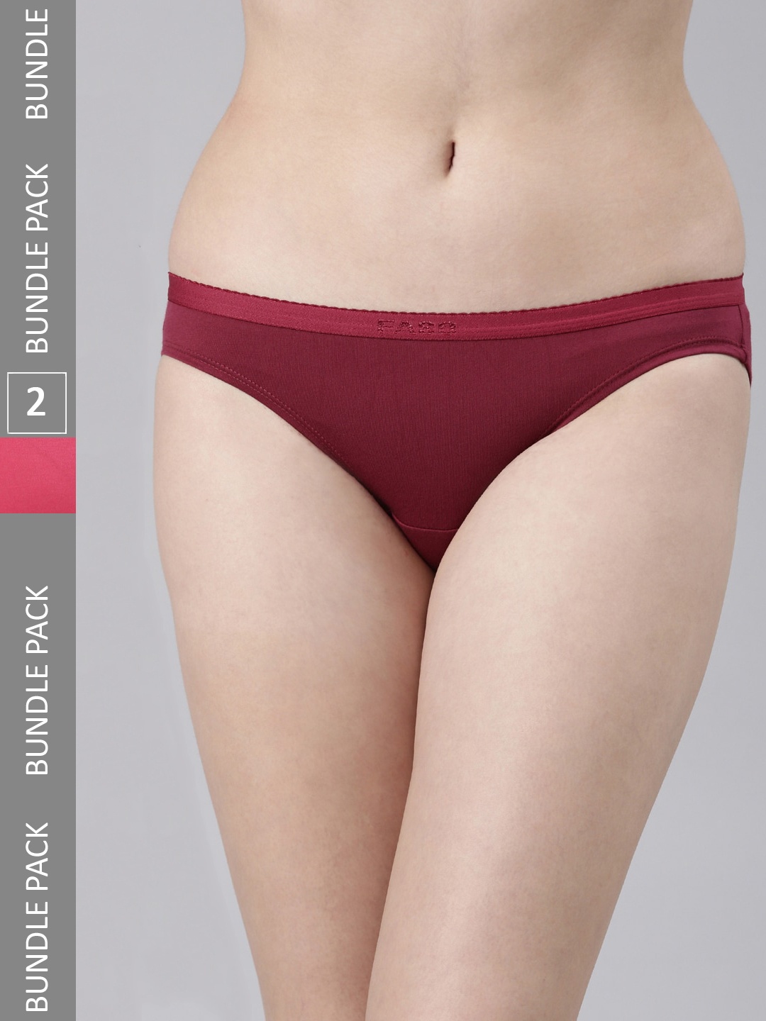 

FASO Women Pack Of 2 Cotton Bikini Briefs, Rose