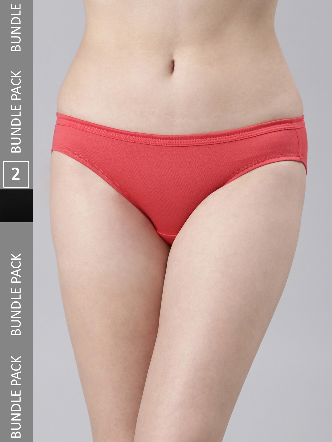 

FASO Women Pack Of 2 Cotton Bikini Briefs, Black