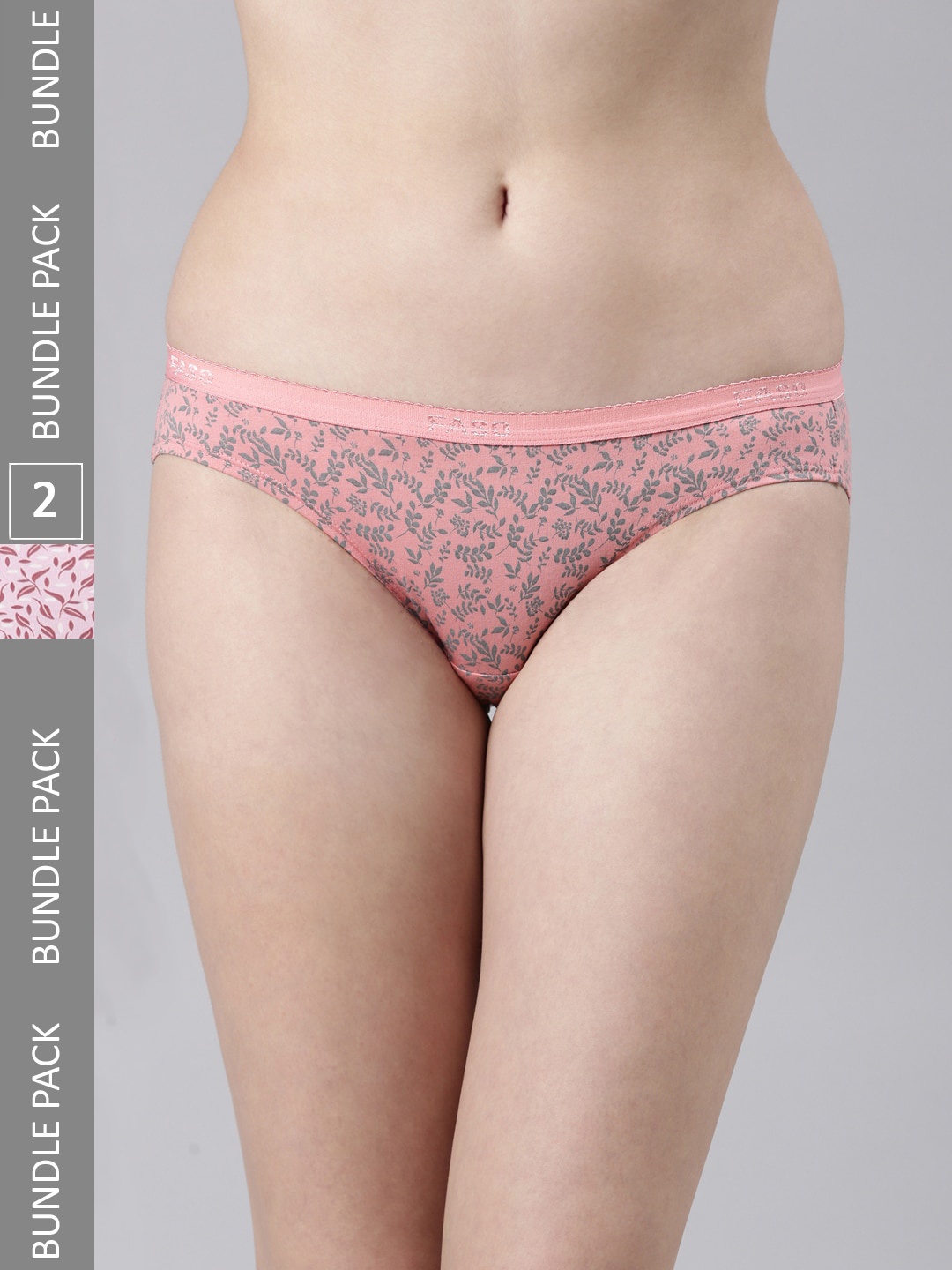 

FASO Women Pack Of 2 Printed Organic Cotton Bikini Briefs, Pink