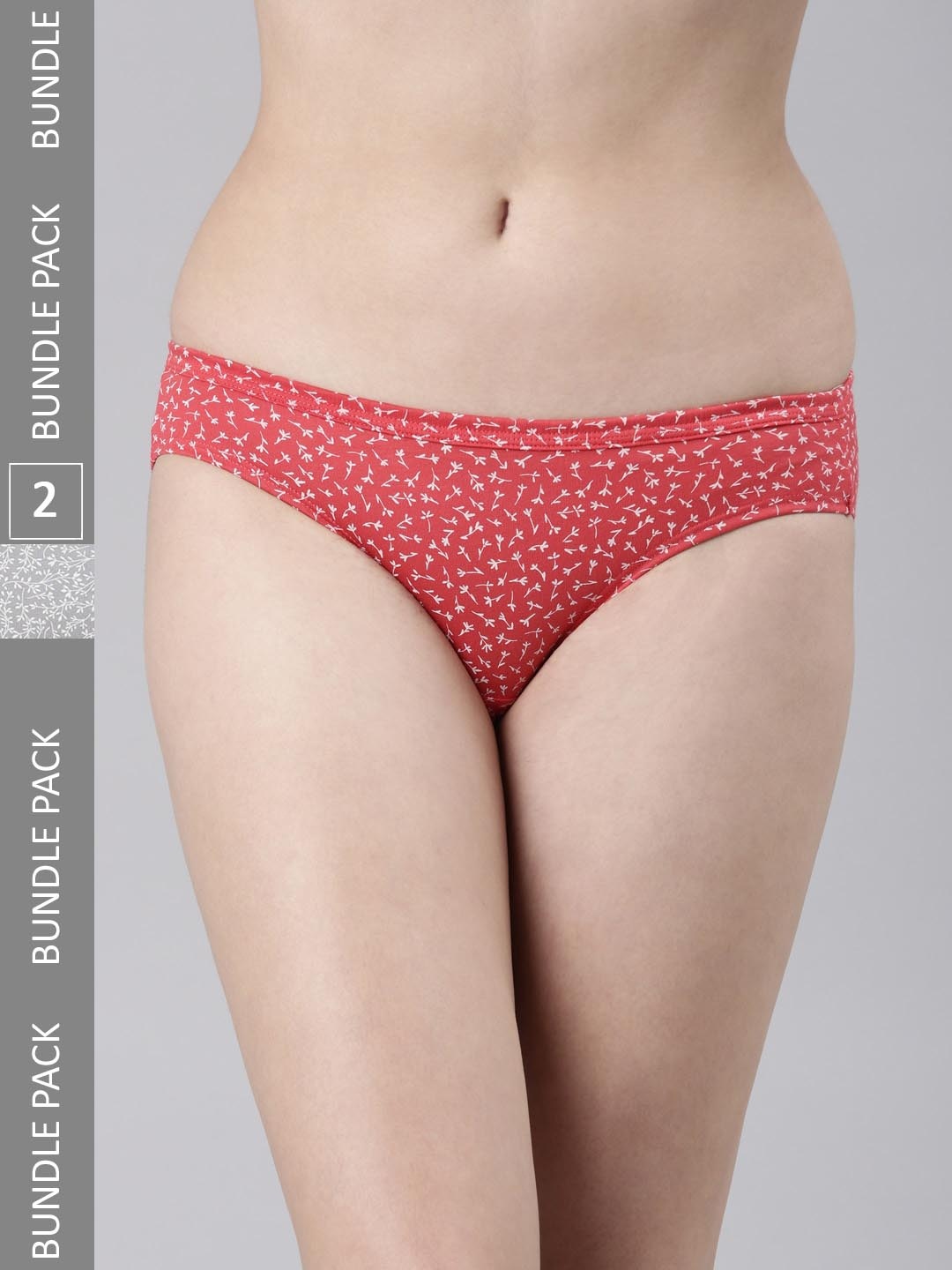 

FASO Women Pack Of 2 Printed Organic Cotton Bikini Briefs, Pink