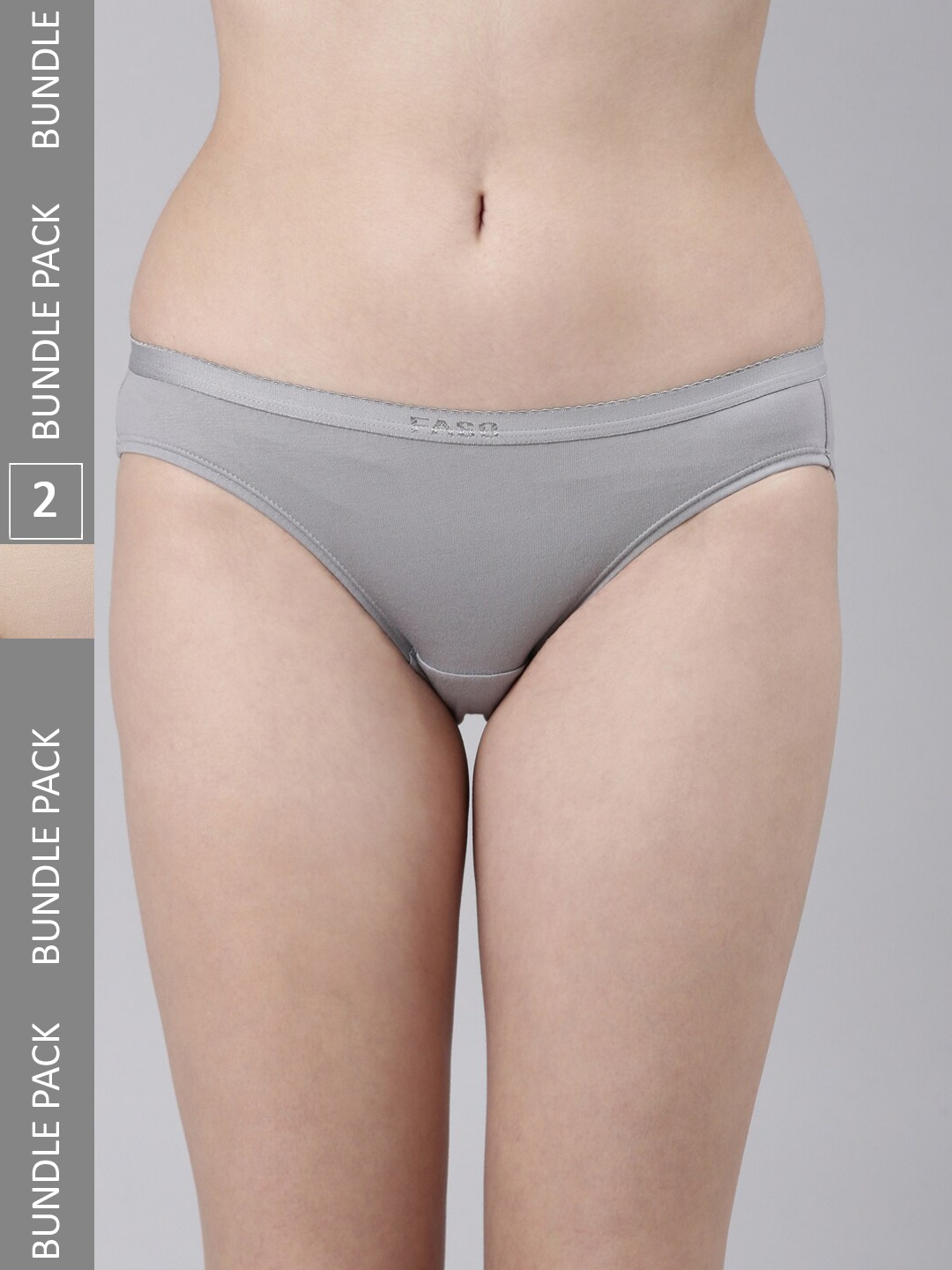 

FASO Women Pack Of 2 Organic Cotton Bikini Briefs, Grey