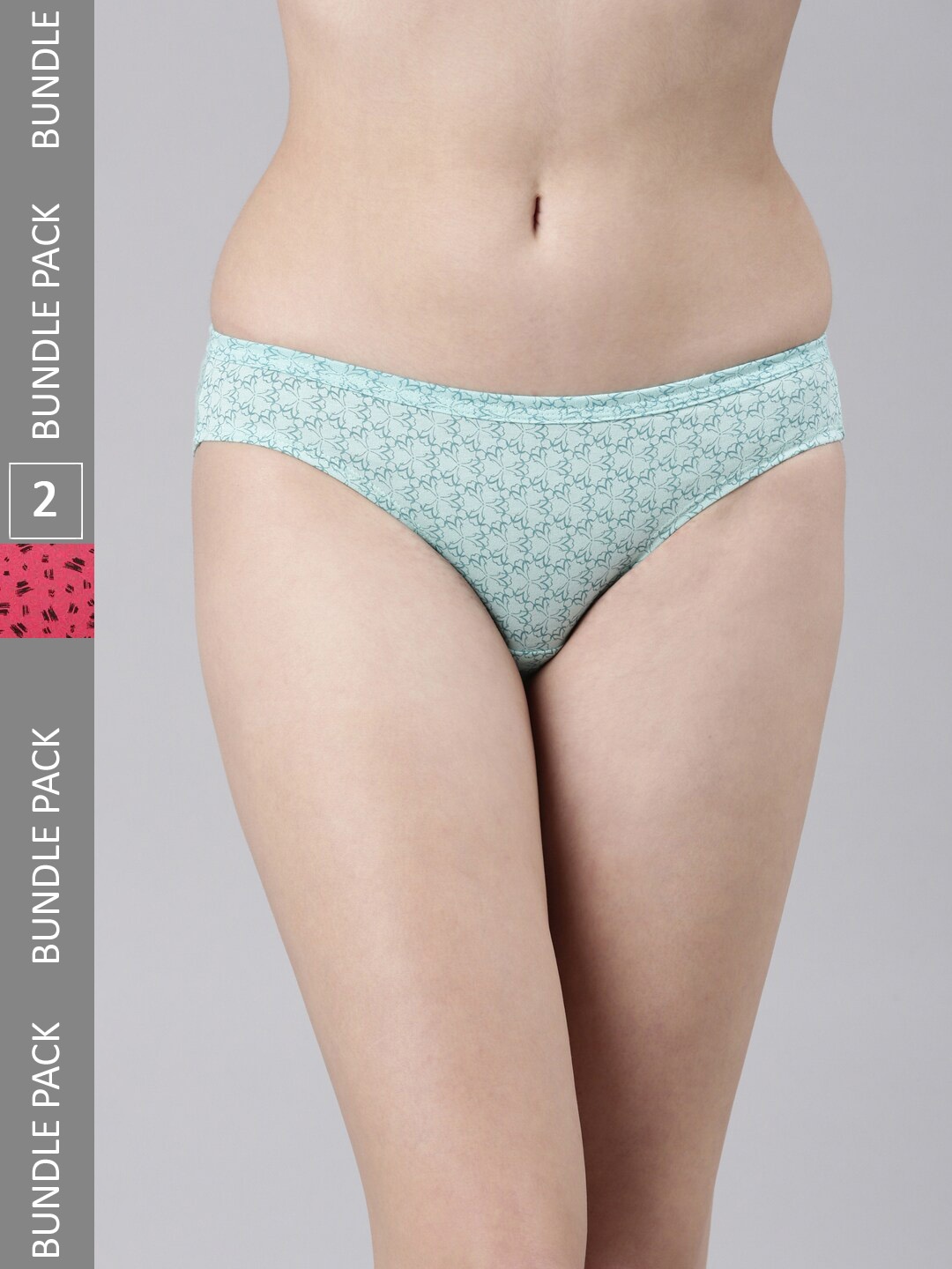 

FASO Women Pack Of 2 Printed Organic Cotton Bikini Briefs, Red
