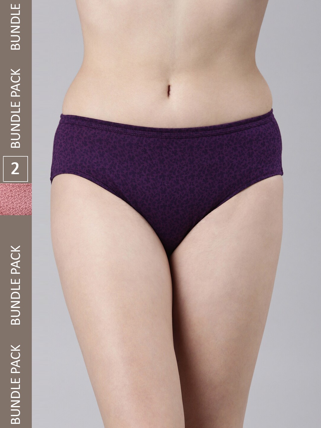 

FASO Women Pack Of 2 Printed Organic Cotton Hipster Briefs, Purple