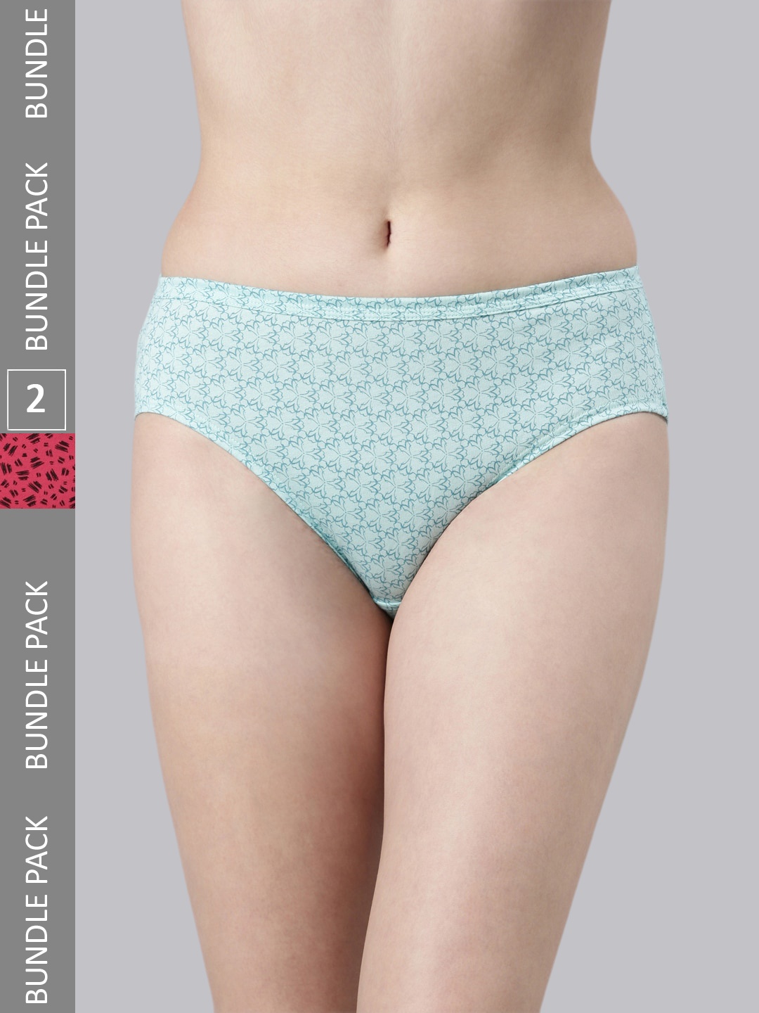 

FASO Women Cotton Pack Of 2 Printed Hipster Briefs, Blue