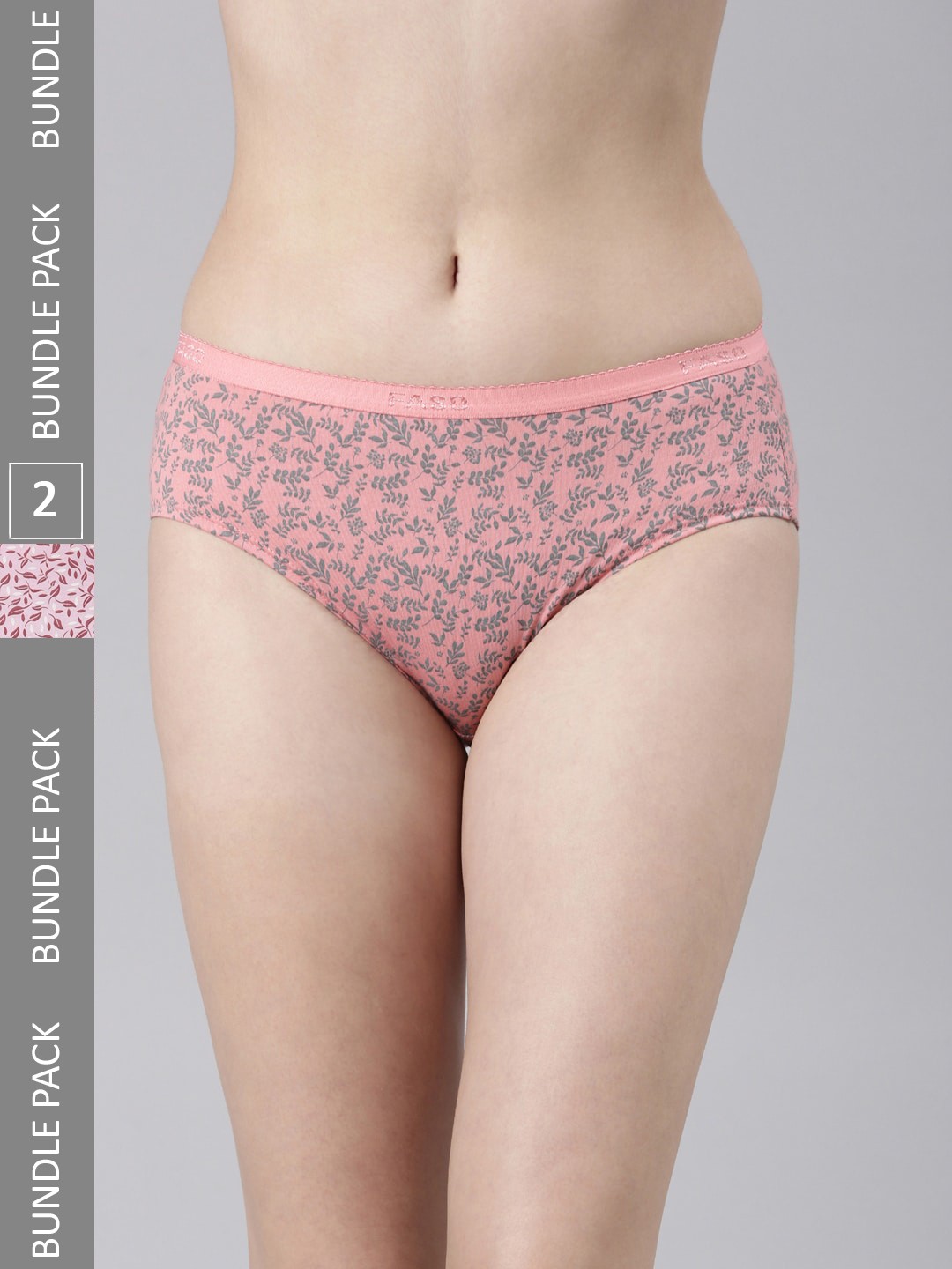 

FASO Women Pack Of 2 Printed Organic Cotton Hipster Briefs, Pink