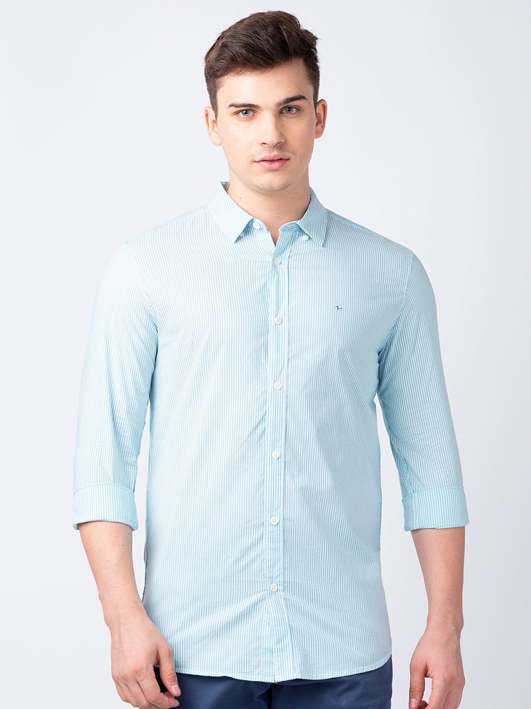

SPYKAR Men Cotton Classic Striped Casual Shirt, Blue