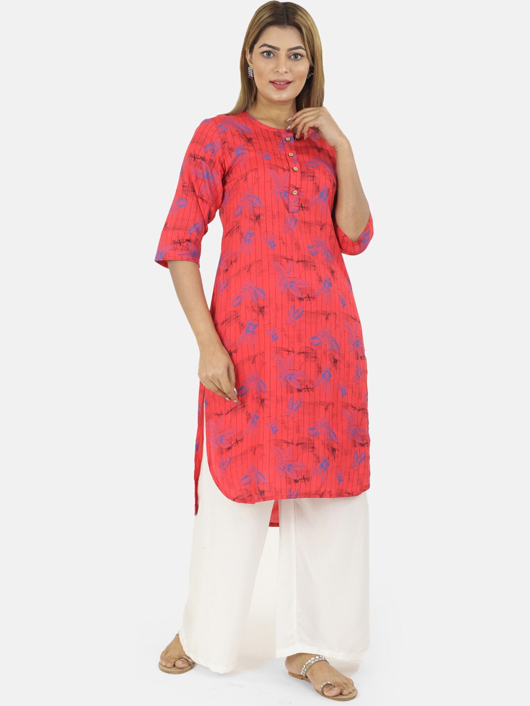 

NEUDIS Women Printed Floral Kurta, Pink