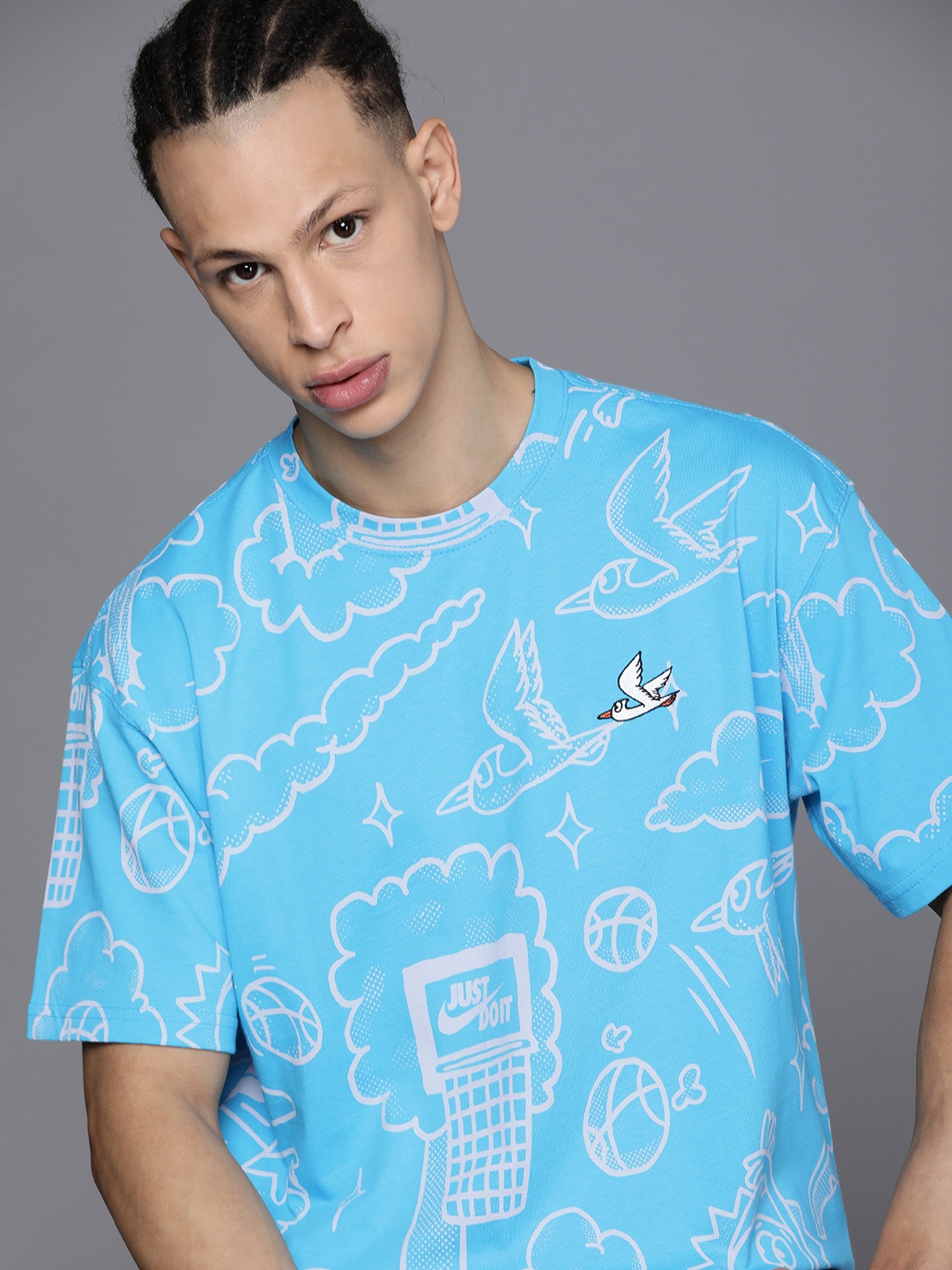 

Nike Printed Pure Cotton M90 MAX BBALL AOP Oversize Fit T-shirt, Blue