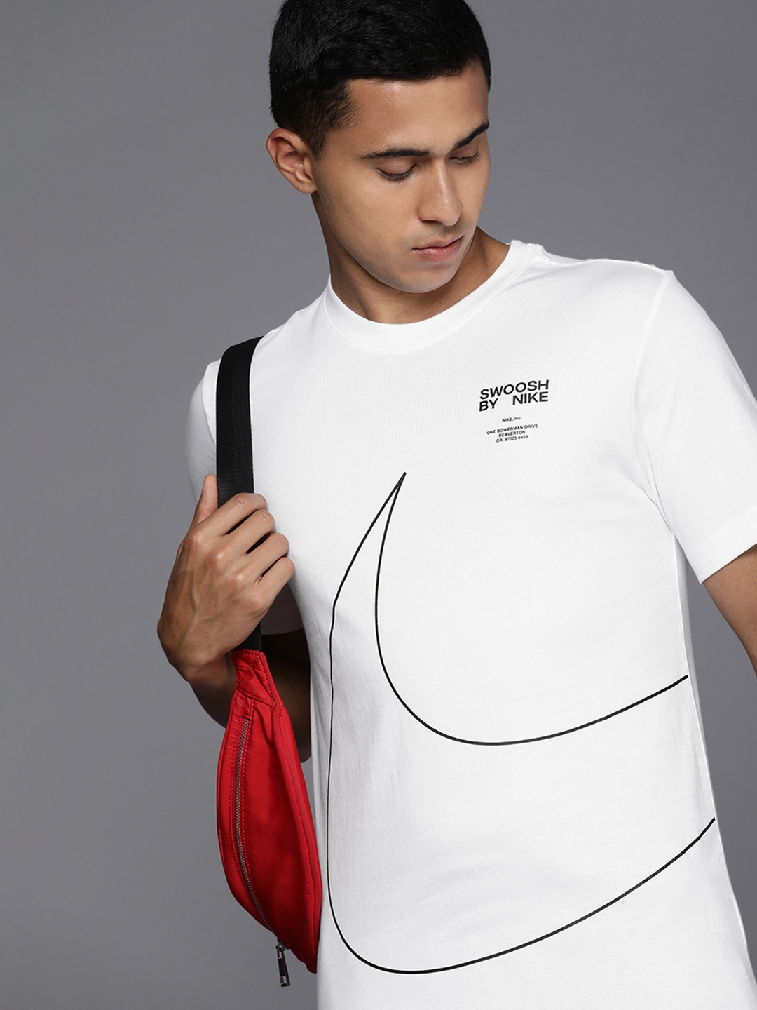 

Nike Brand Logo Printed Pure Cotton BIG SWOOSH 2 T-shirt, White
