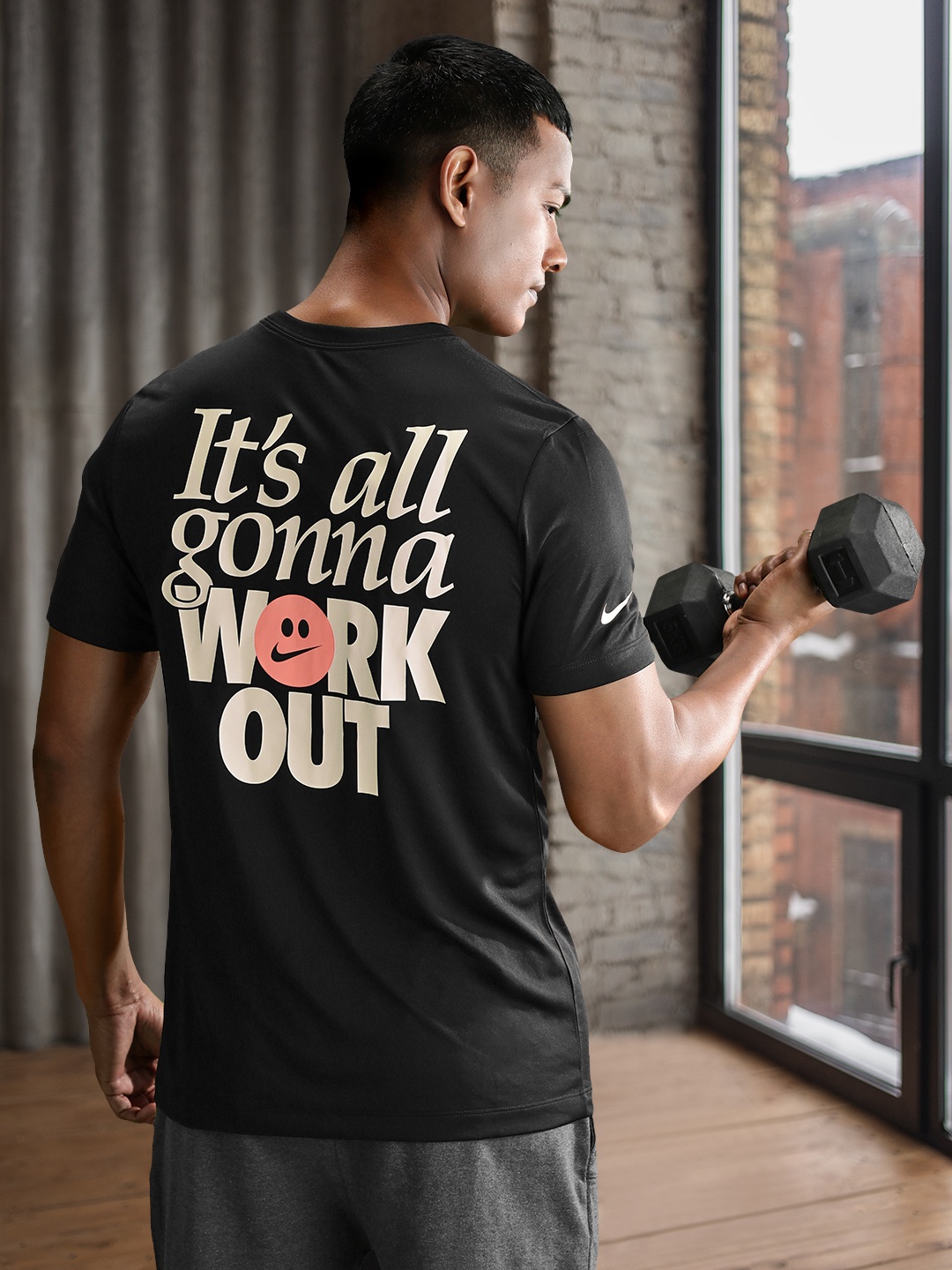 

Nike Typography Printed Dri-FIT RLGD HUMOR 2 T-shirt, Black