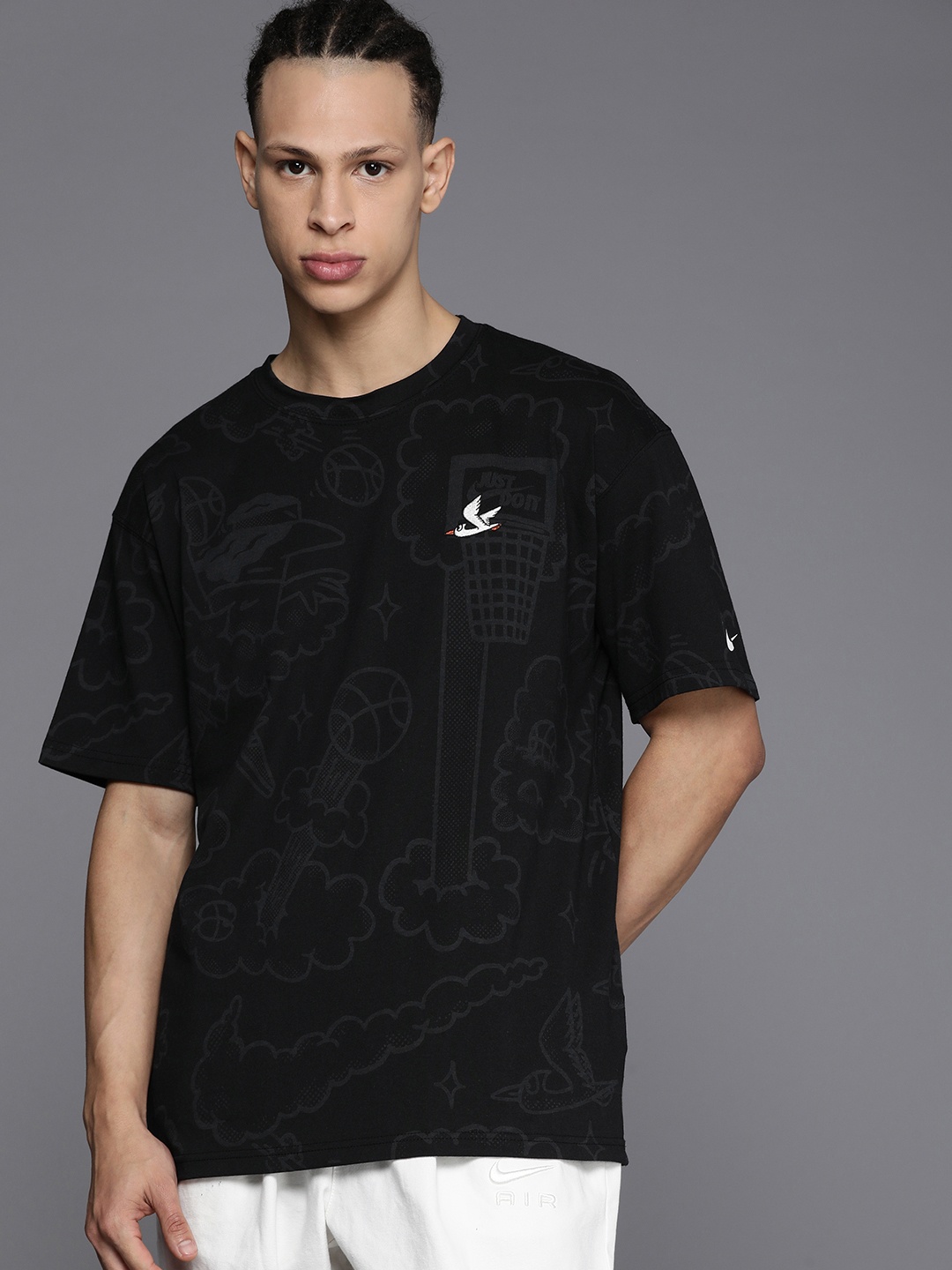 

Nike Printed Pure Cotton Oversize Fit M90 MAX BBALL AOP T-shirt, Black