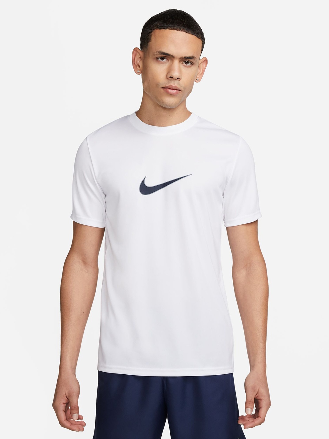 

Nike Men Dri-Fit Brand Logo Printed Slim Fit Football T-shirt, White