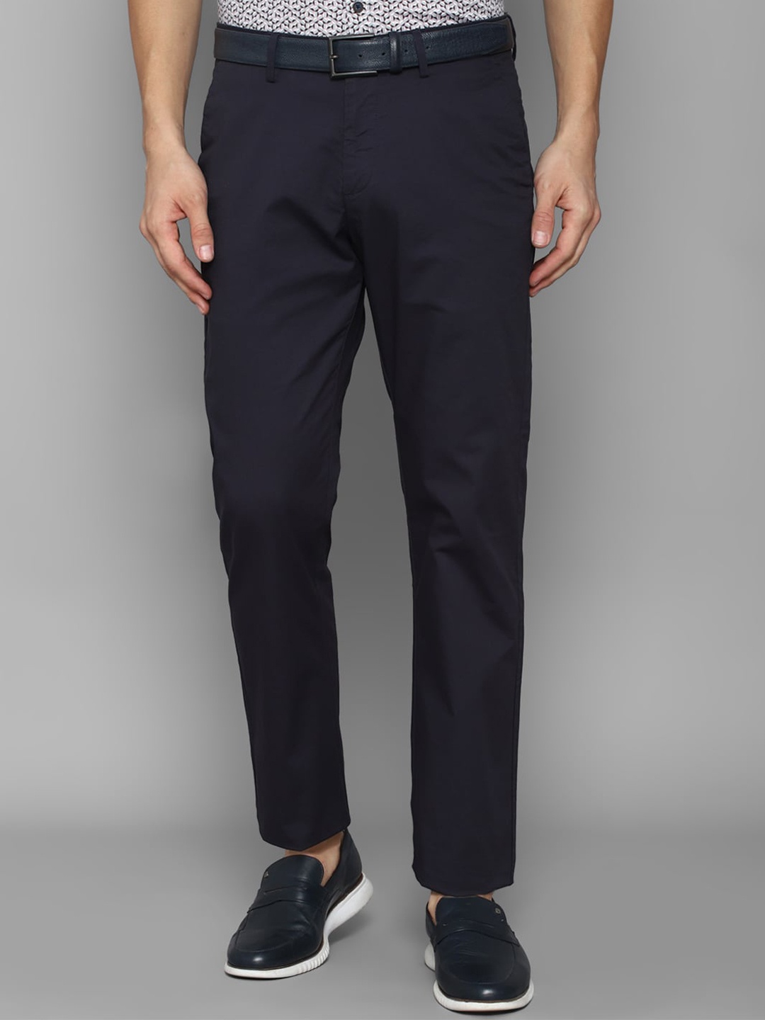 

Allen Solly Men Mid- Rise Trousers, Navy blue