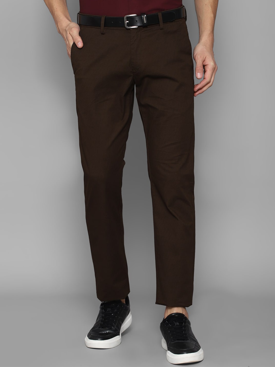 

Allen Solly Men Slim Fit Mid-Rise Cotton Trousers, Brown