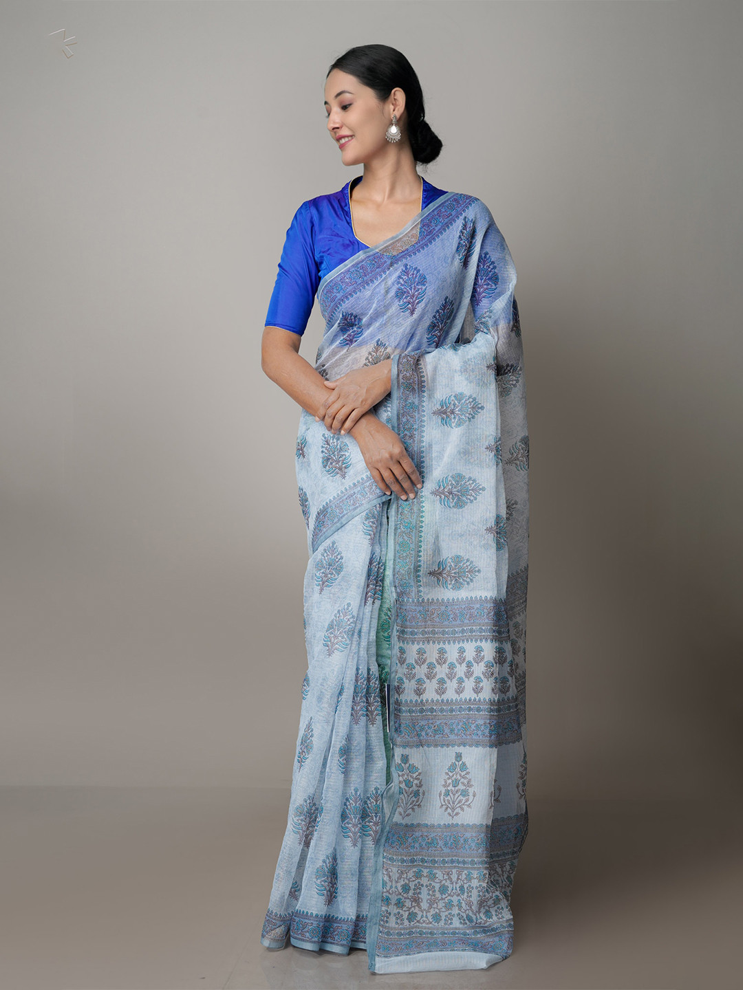 

Unnati Silks Ethnic Motifs Pure Cotton Kota Saree, Grey
