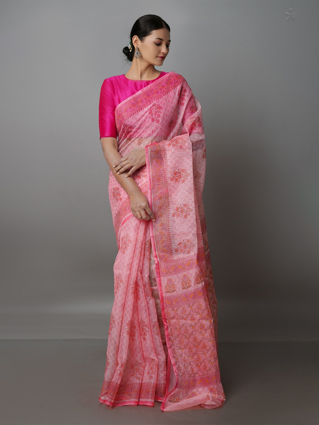 

Unnati Silks Ethnic Motifs Printed Pure Cotton Kota Saree, Pink