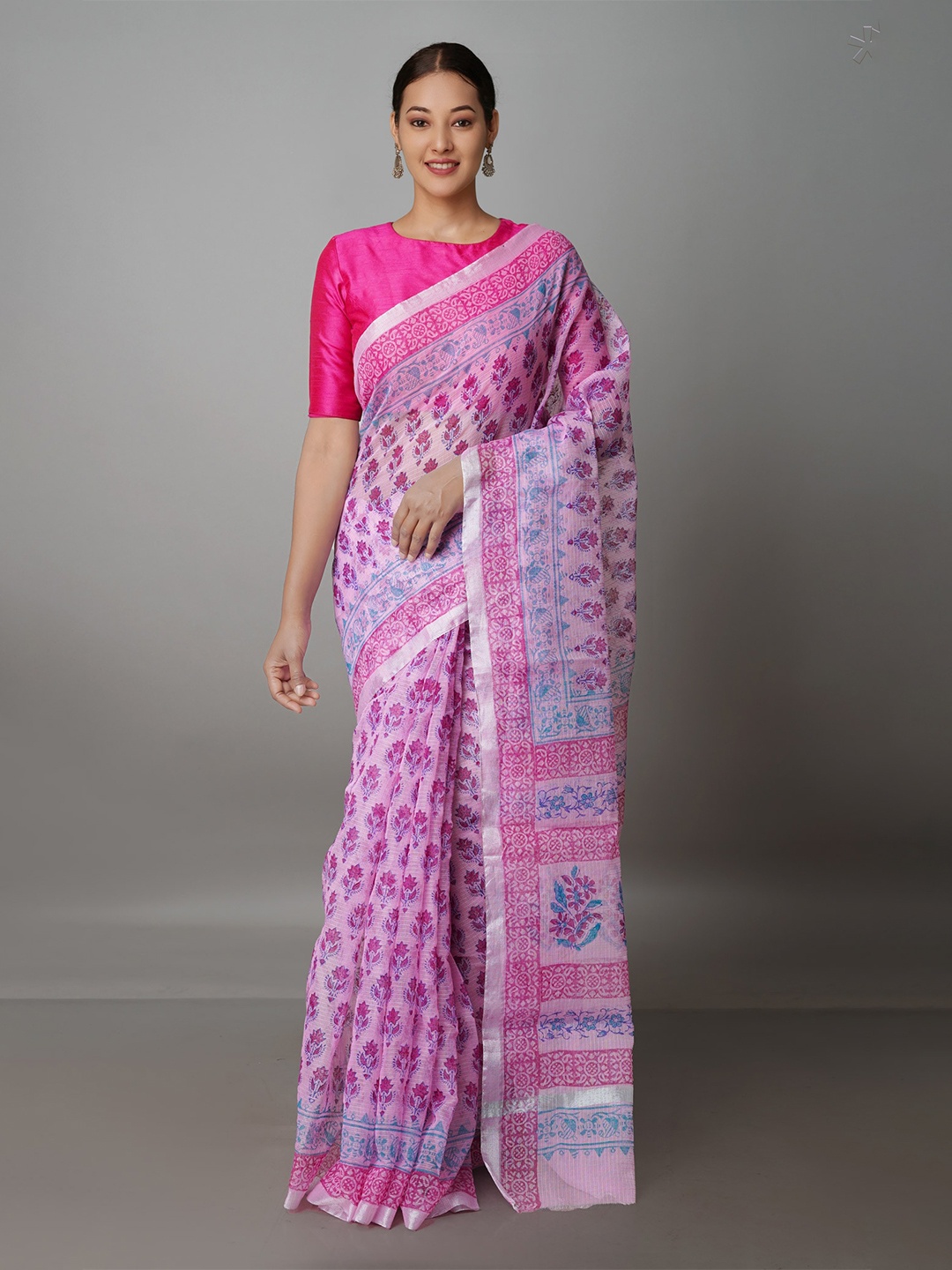 

Unnati Silks Ethnic Motifs Pure Cotton Kota Saree, Pink