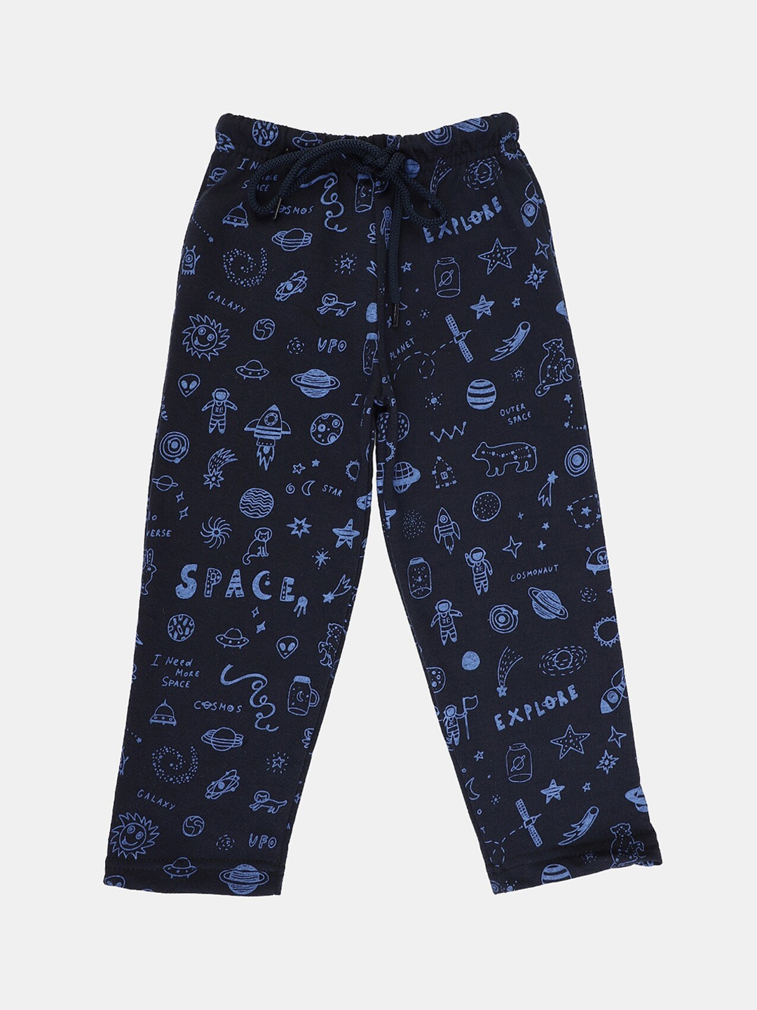 

V-Mart Boys Printed Fleece Lounge Pants, Navy blue
