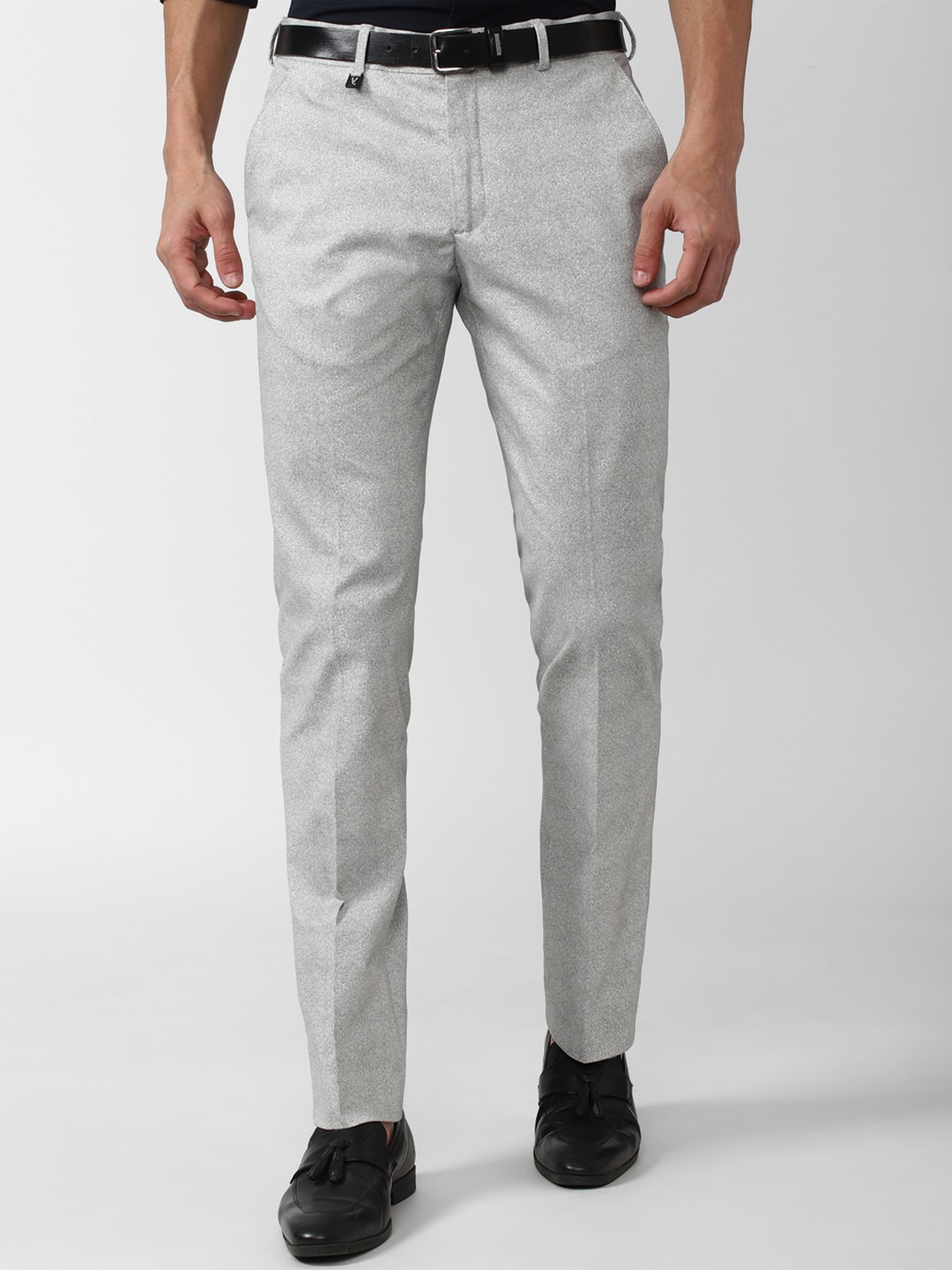 

V Dot Men Skinny Fit Trousers, Grey