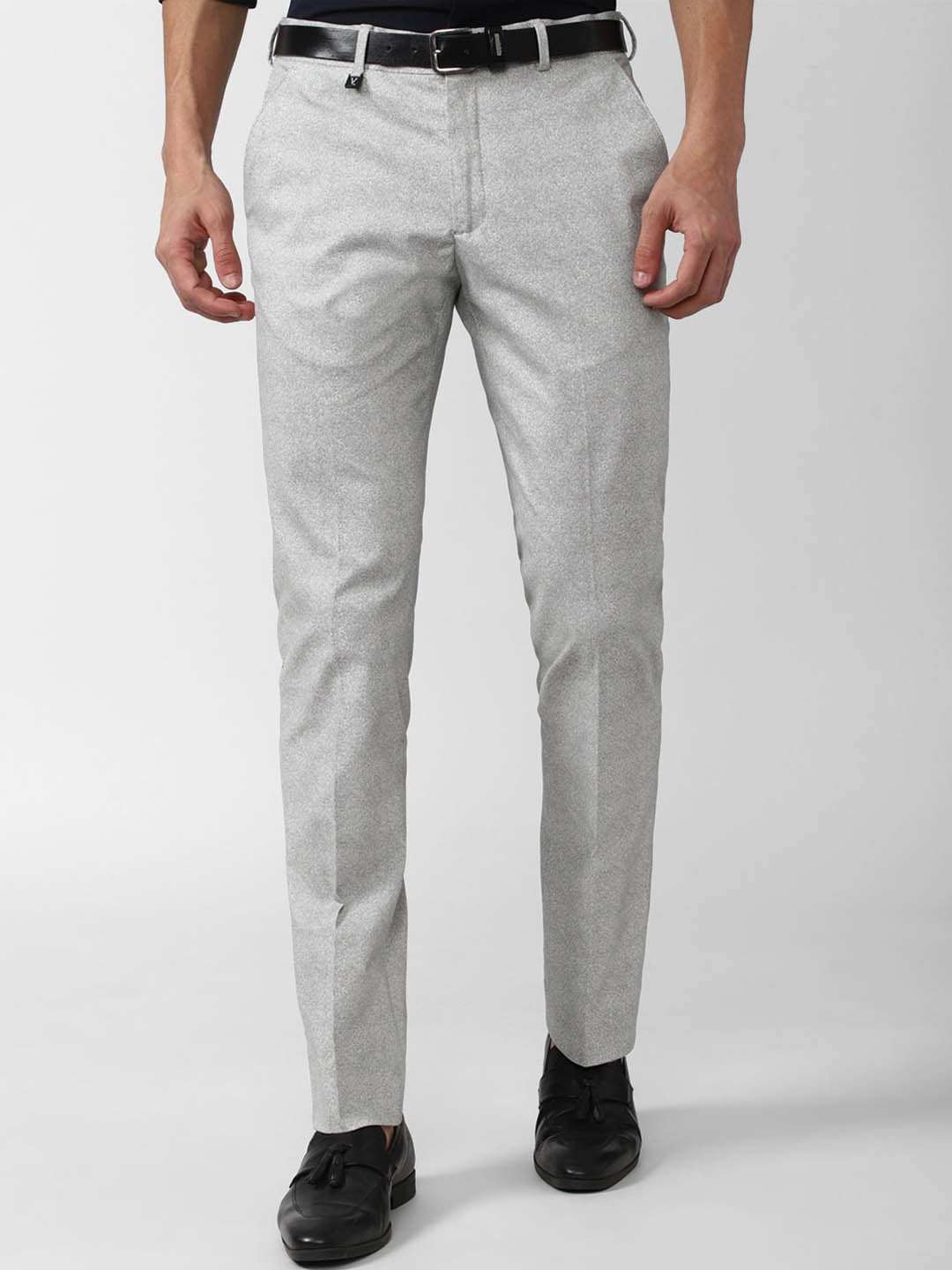 

V Dot Men Skinny Fit Trousers, Grey