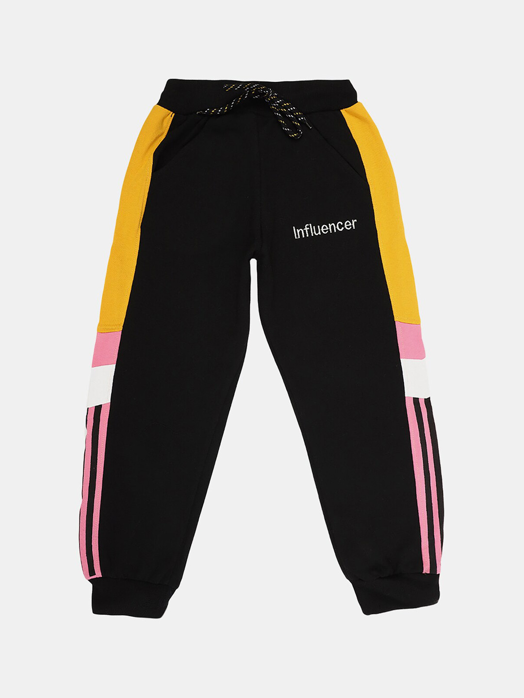 

V-Mart Girls Striped Fleece Lounge Pant, Black